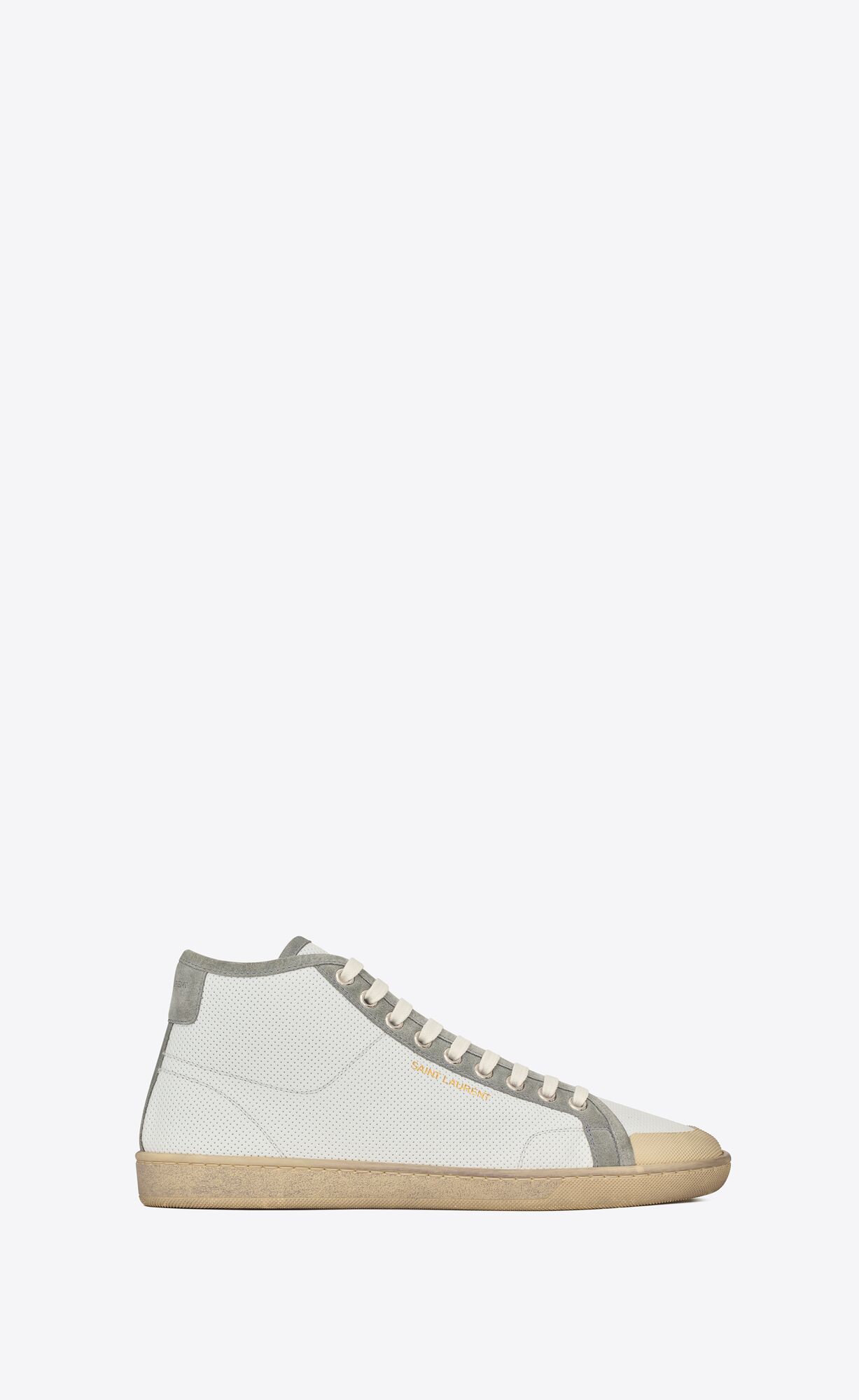 YSL Court Classic Sl/39 Sneakers In Leather And Suede Blanc Optique And Paris Roof | 1038572-DM
