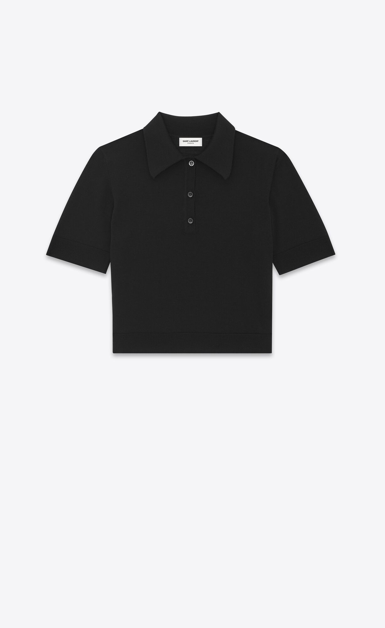YSL Cropped Polo In Wool Black | 0317954-OB
