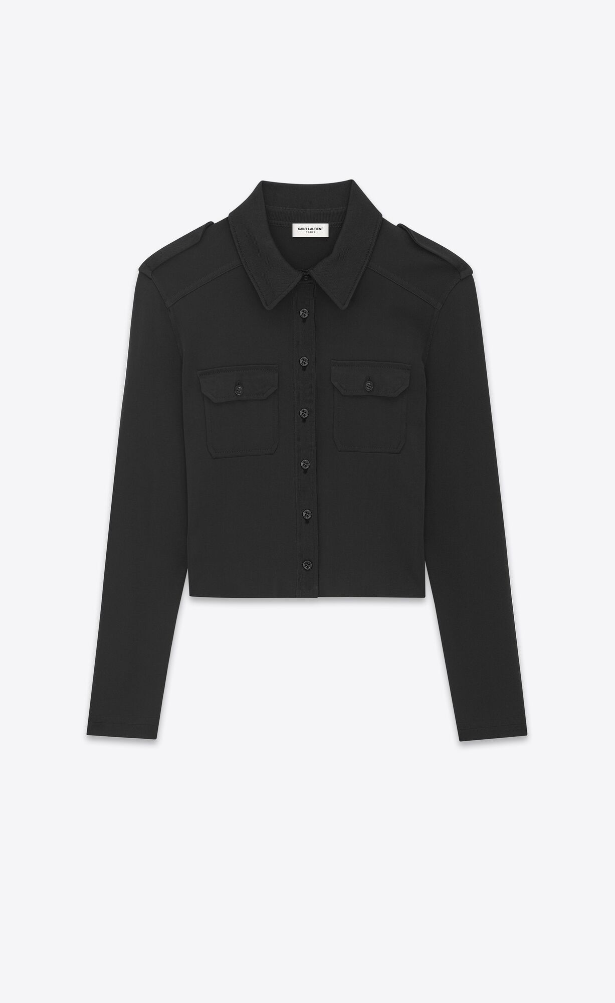 YSL Cropped Polo Shirt In Knit Black | 6834190-QX