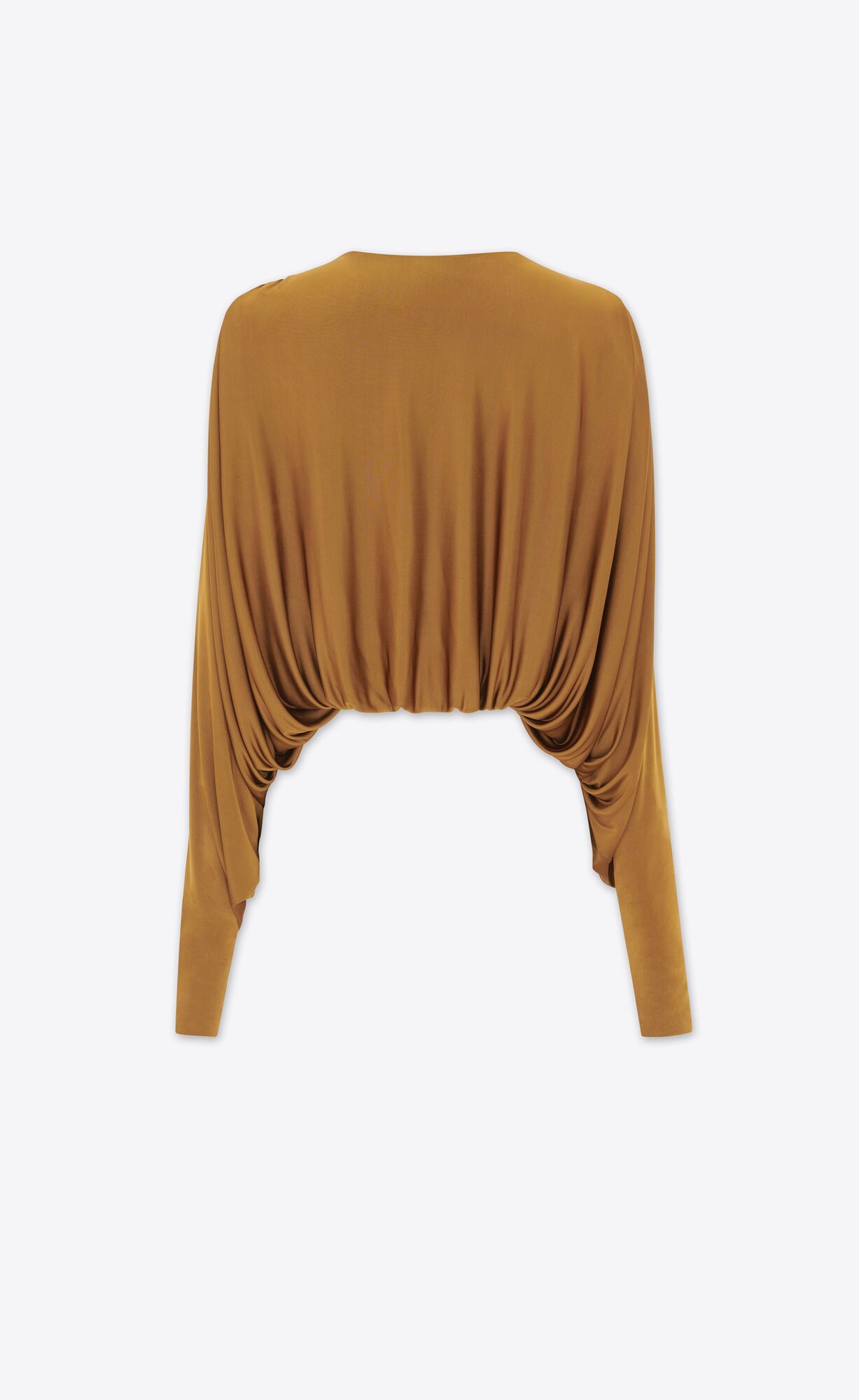 YSL Cropped Top In Shiny Jersey Camel | 2317956-GT