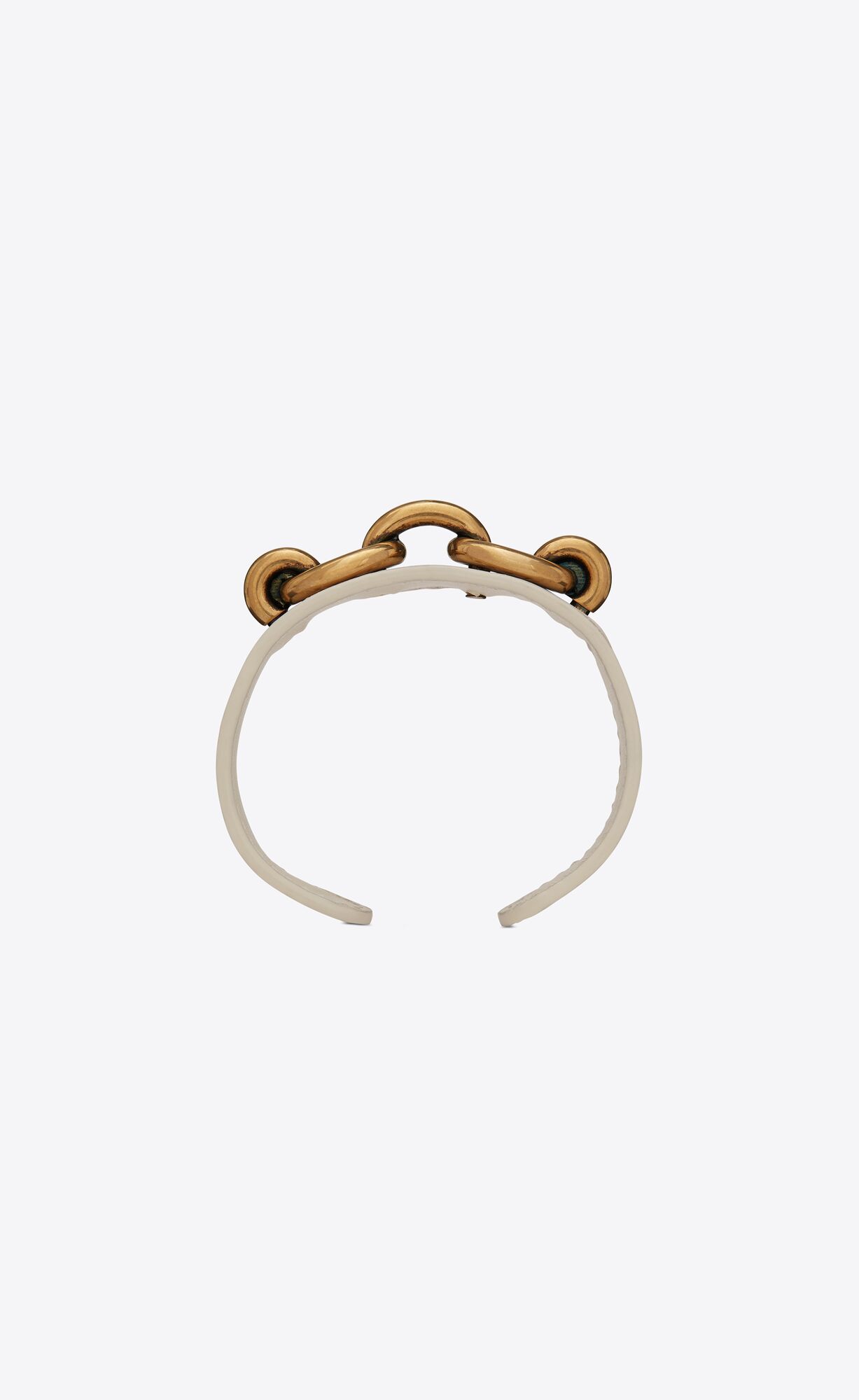 YSL Cuff Bracelet In Smooth Leather And Metal Crema Soft & Light Bronze | 2703958-GQ