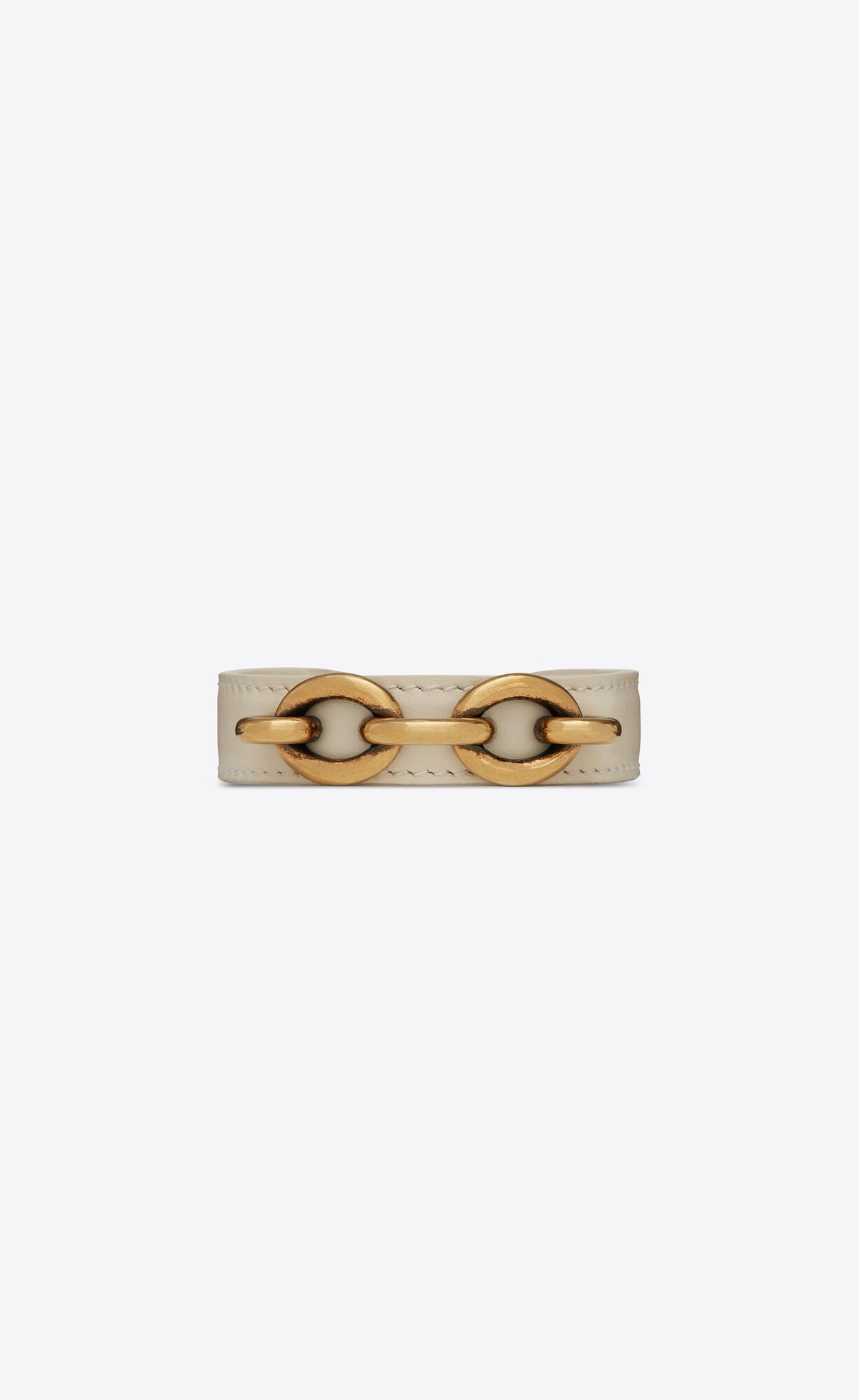 YSL Cuff Bracelet In Smooth Leather And Metal Crema Soft & Light Bronze | 2703958-GQ