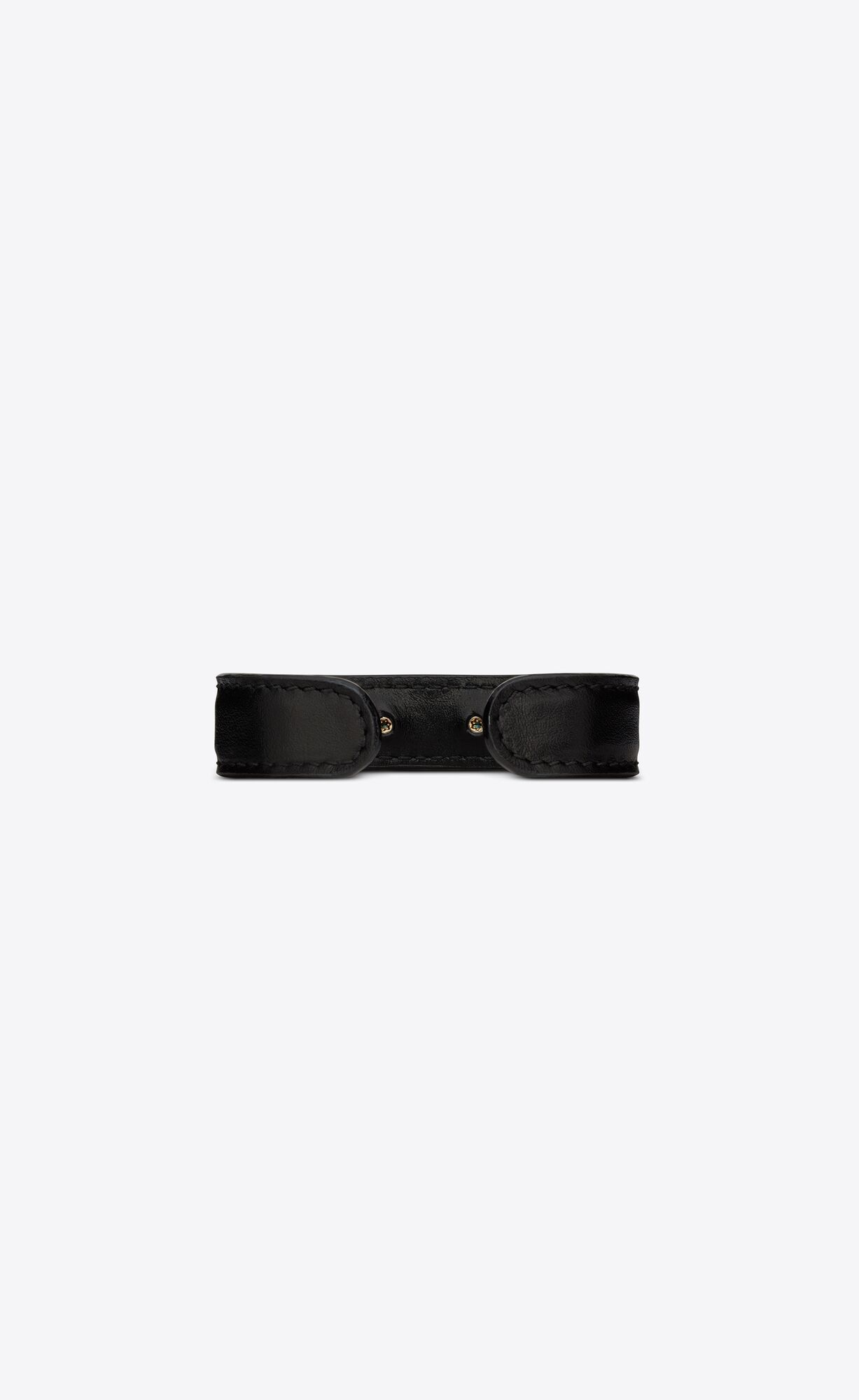 YSL Cuff Bracelet In Smooth Leather And Metal Black & Light Bronze | 7891304-FH