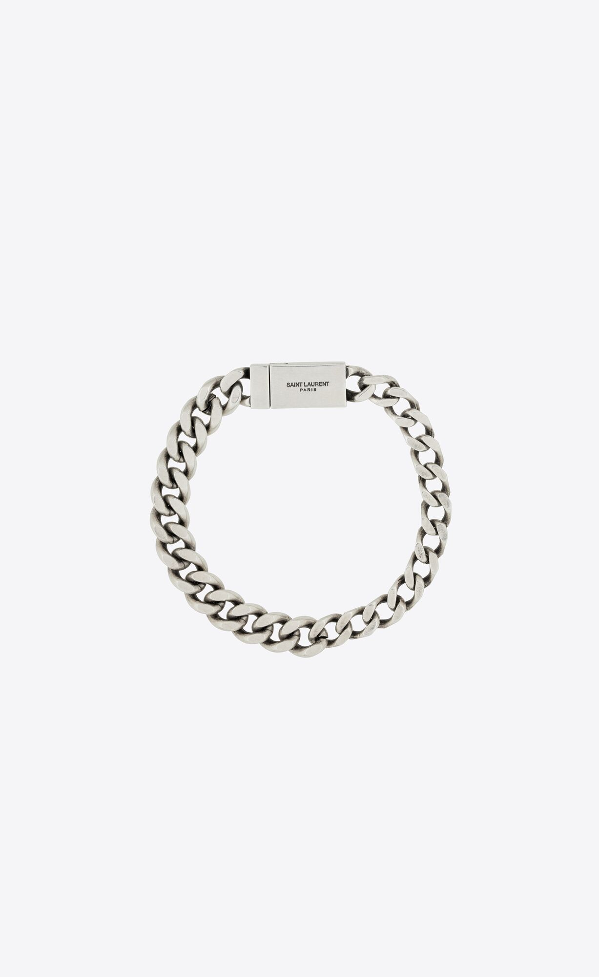 YSL Curb Chain Bracelet In Metal Oxidized Silver | 8345901-BH