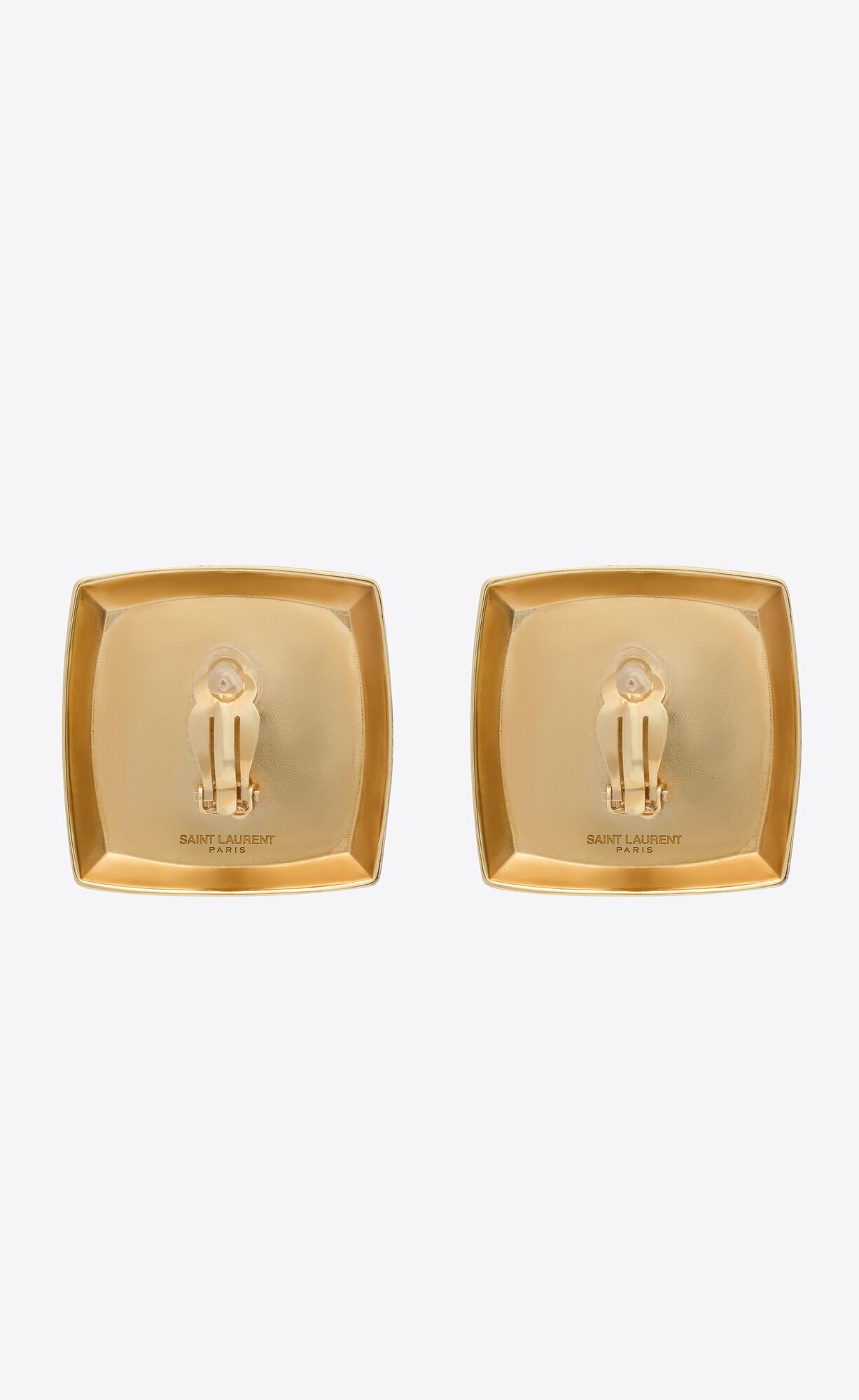 YSL Curvy Square Earrings In Metal Gold | 3492817-LD