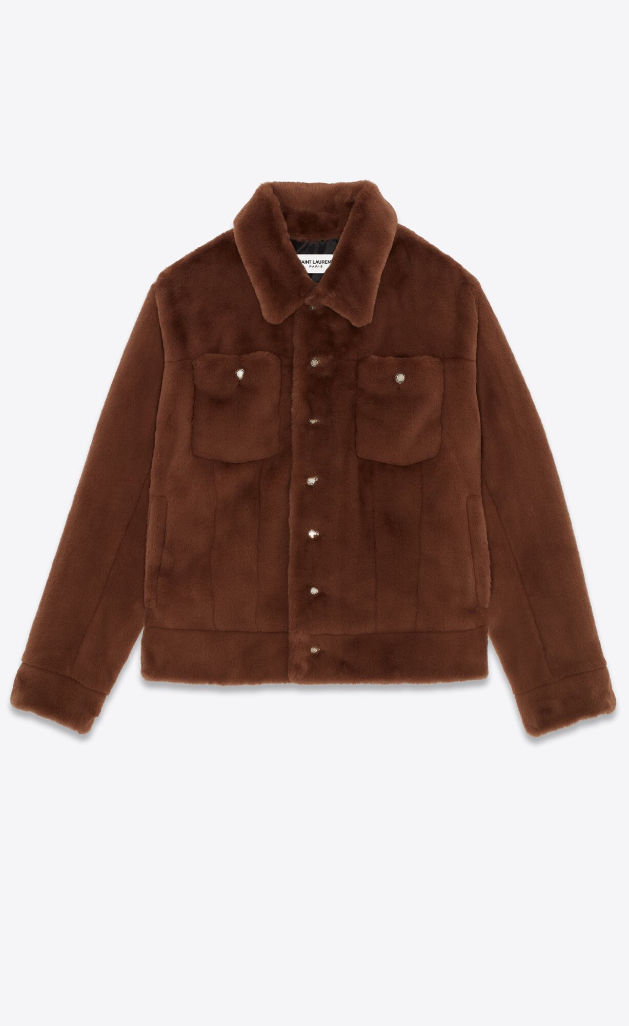 YSL Denim Jacket In Animal-free Fur Noisette | 7583491-MF