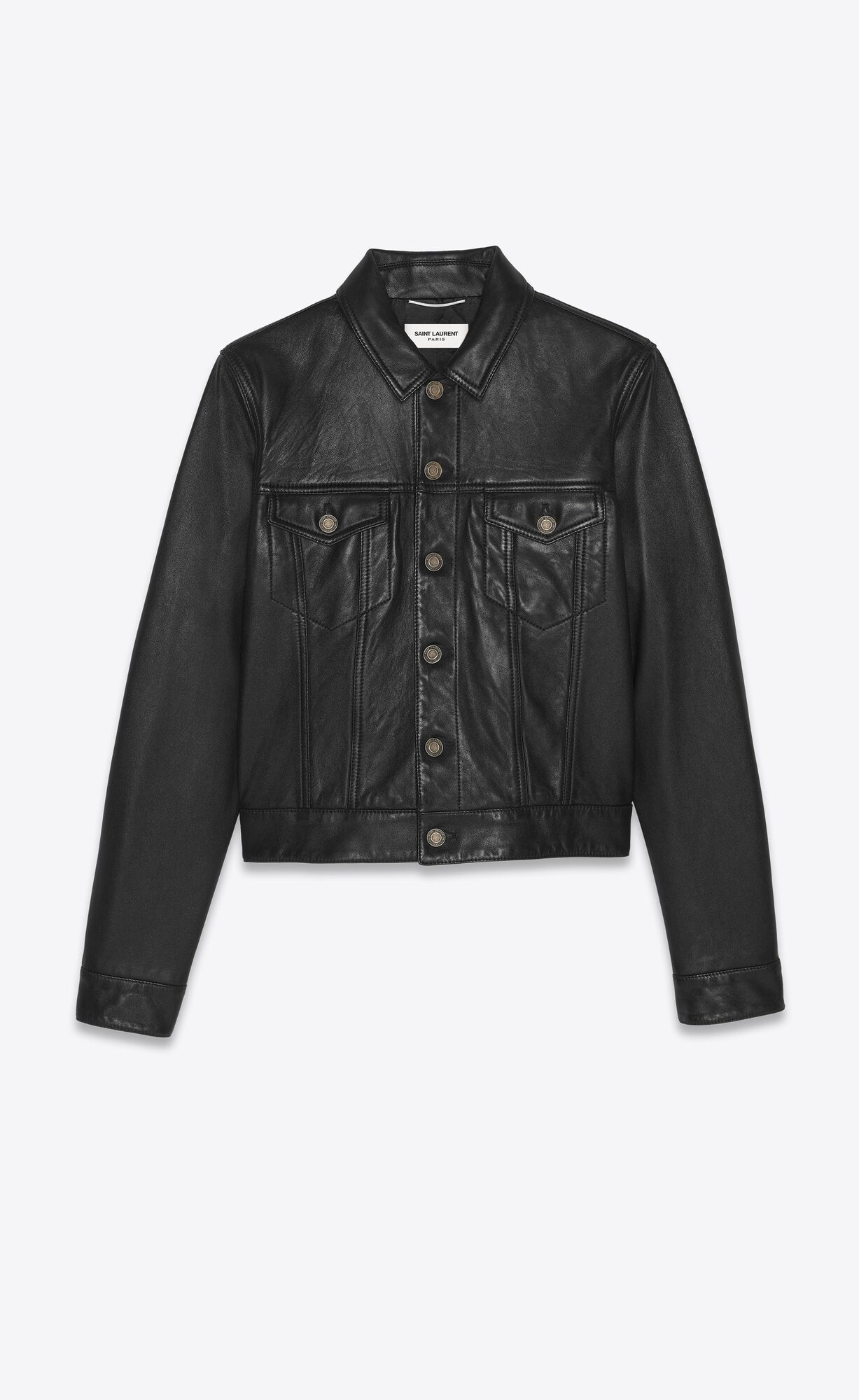 YSL Denim Jacket In Smooth Drummed Lambskin Black | 7641098-CX