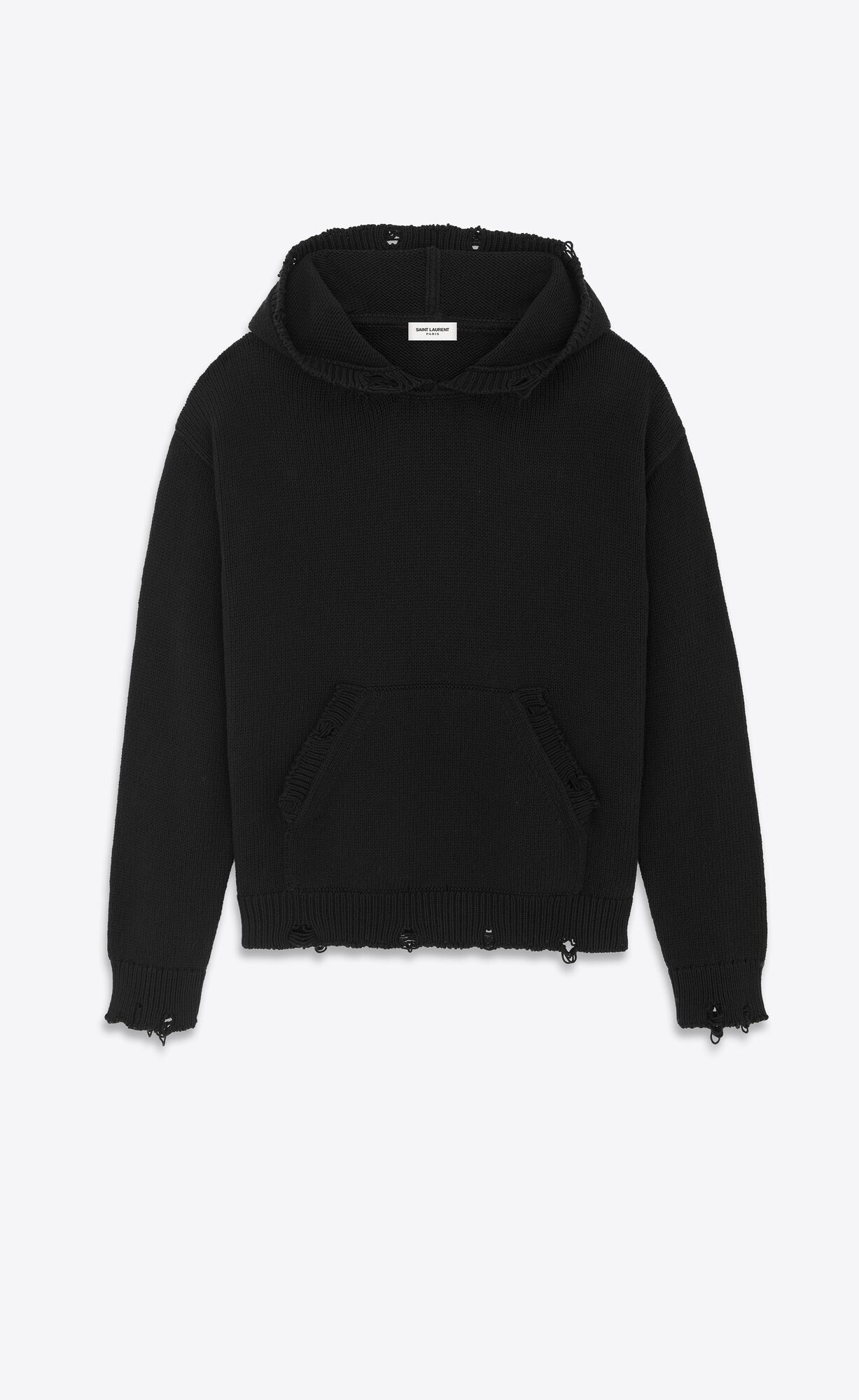 YSL Distressed Hoodie In Cotton Noir | 5421793-GW