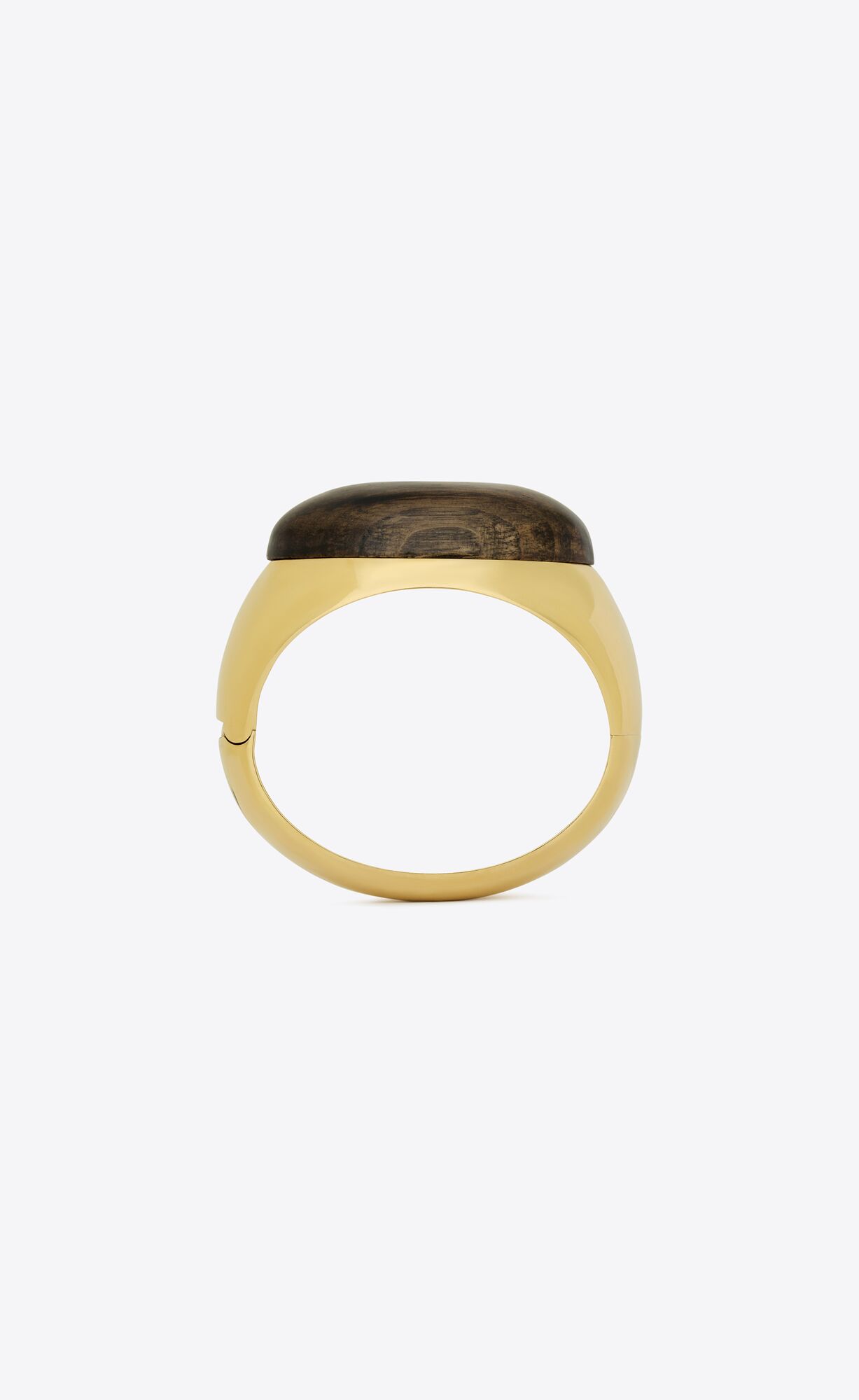 YSL Dome Bangle In Metal And Wood Brown Gold | 7628140-DS
