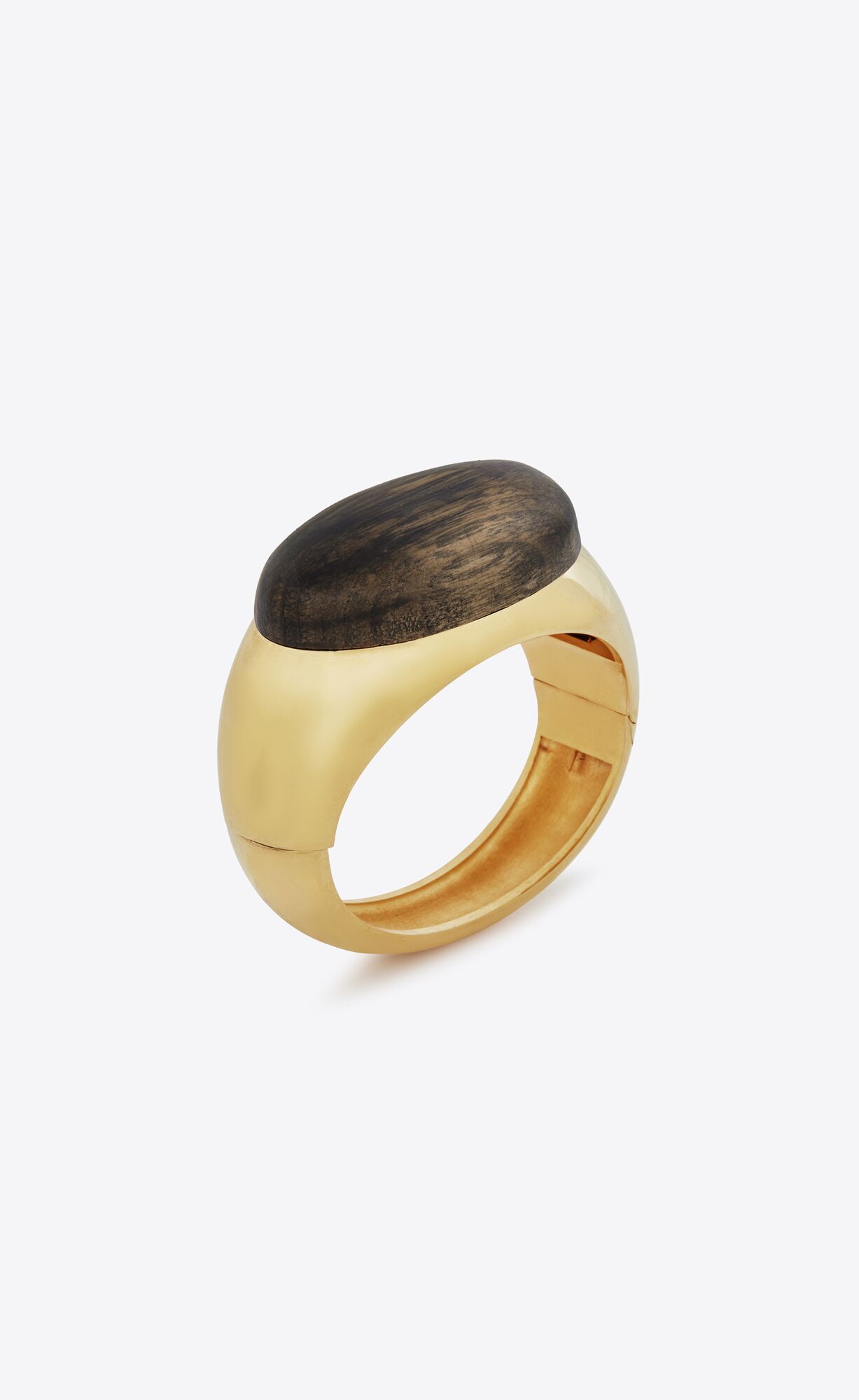 YSL Dome Bangle In Metal And Wood Brown Gold | 7628140-DS
