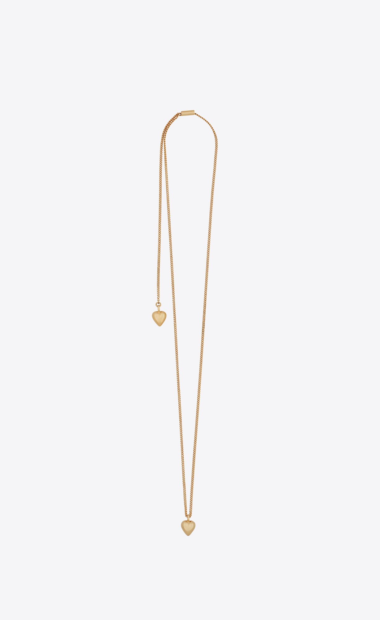 YSL Double Heart Charm Sliding Necklace Gold | 9758340-DO