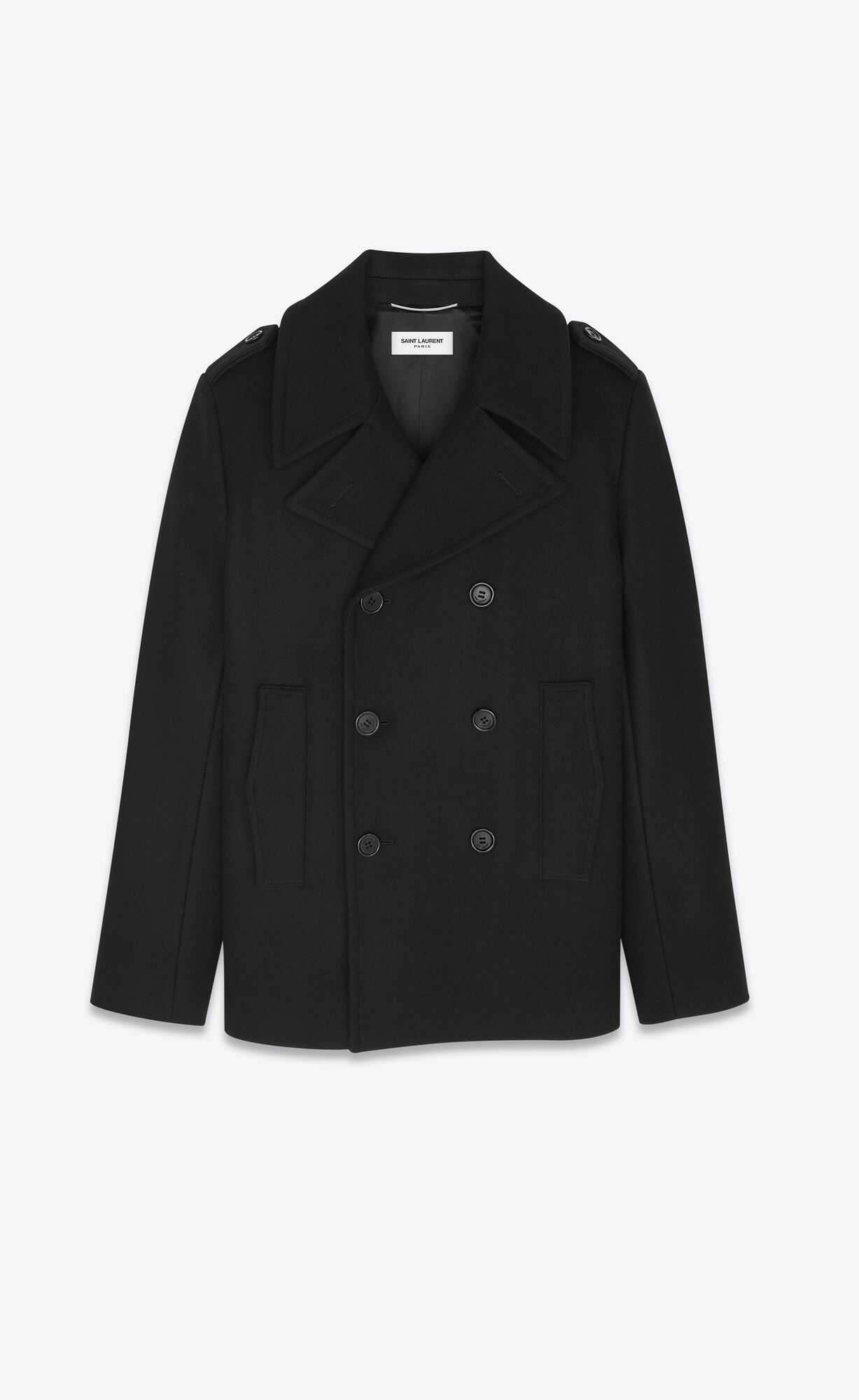 YSL Double-breasted Peacoat In Wool Black | 7051324-PG