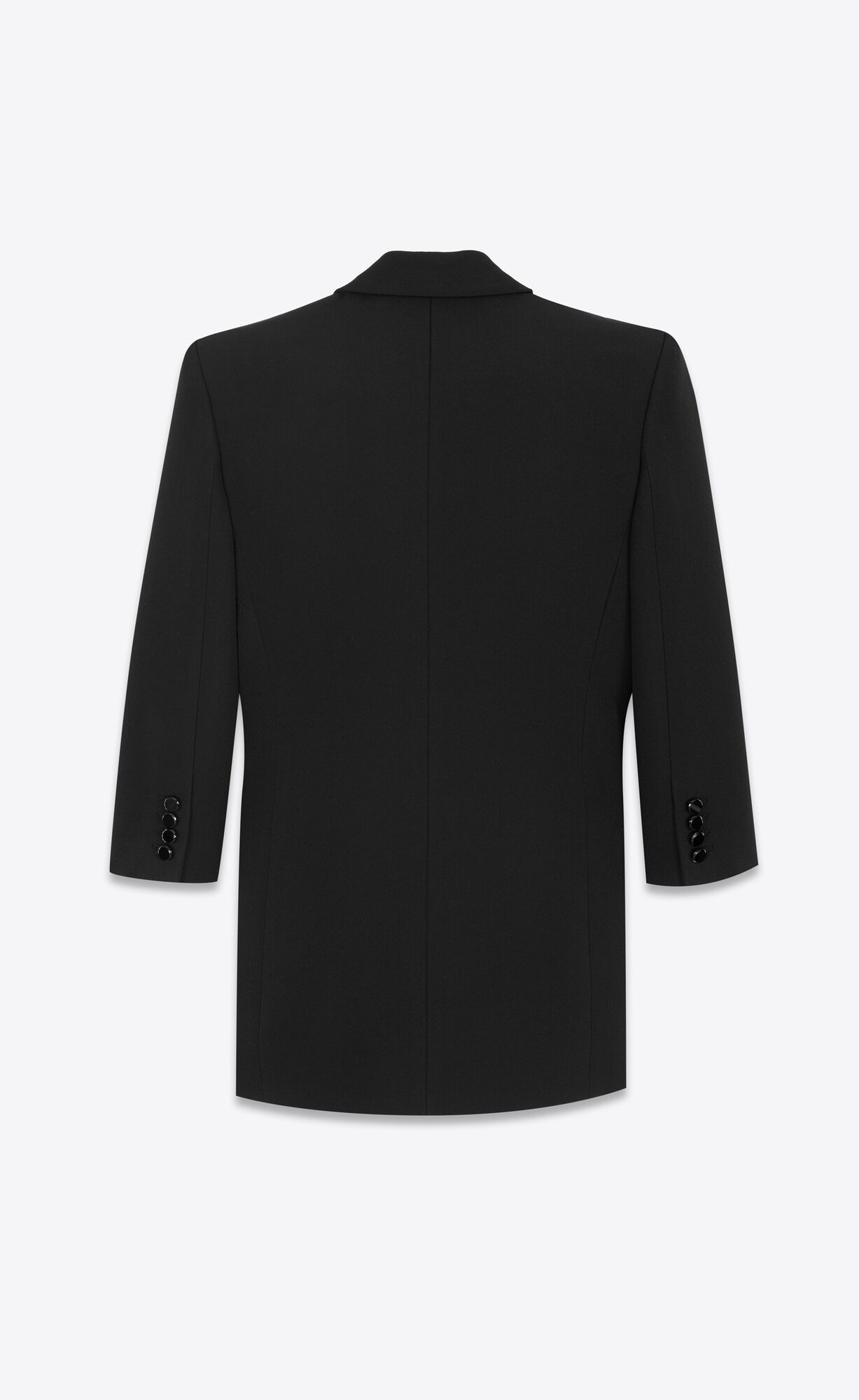 YSL Double-breasted Tailored Dress In Grain De Poudre Black | 9178360-TY