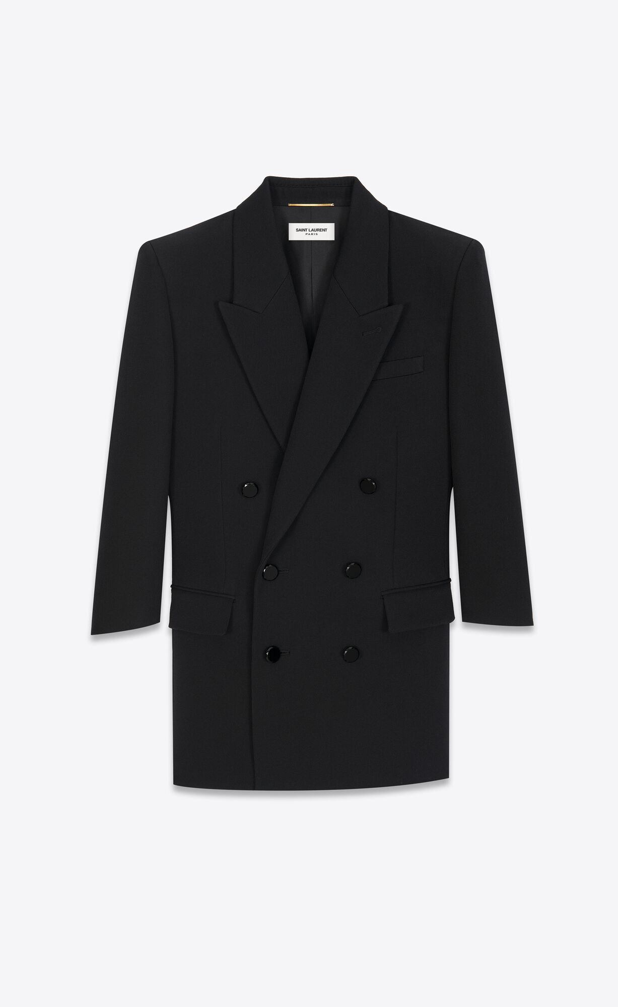 YSL Double-breasted Tailored Dress In Grain De Poudre Black | 9178360-TY