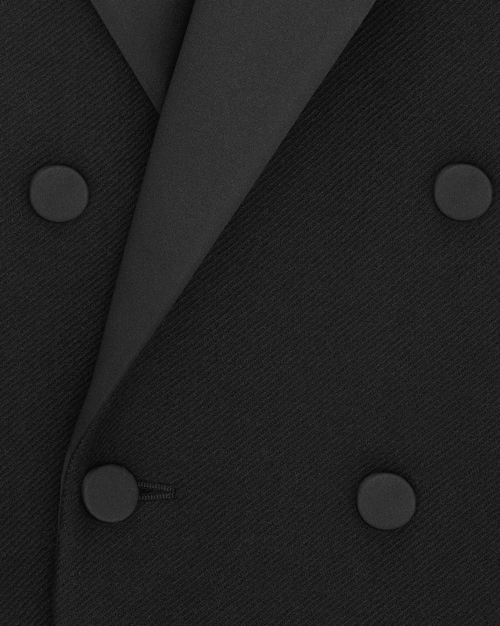 YSL Double-breasted Tuxedo Coat In Wool Black | 4529160-LR