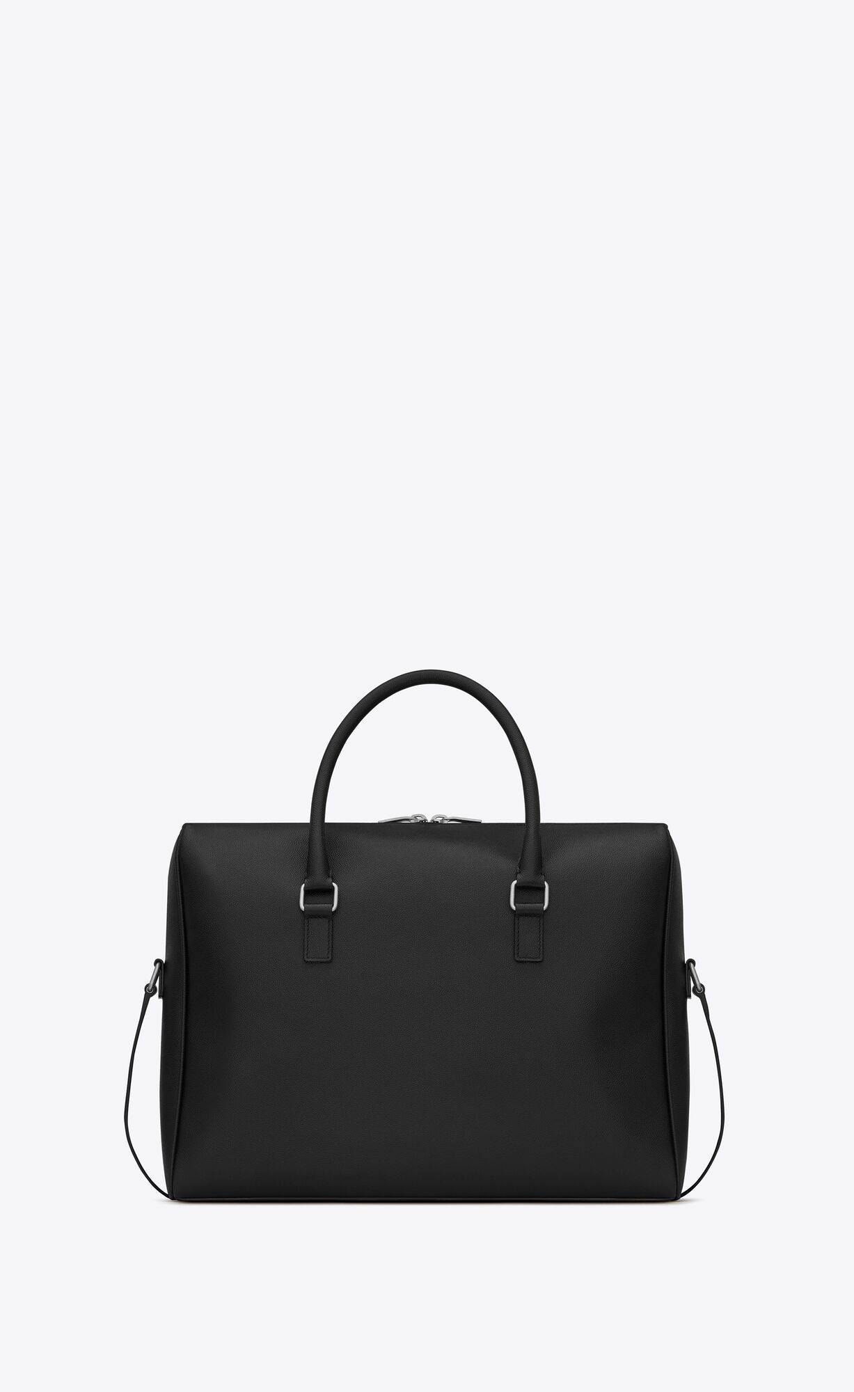 YSL Duffle Briefcase In Grain De Poudre Embossed Leather Black | 5162389-JB