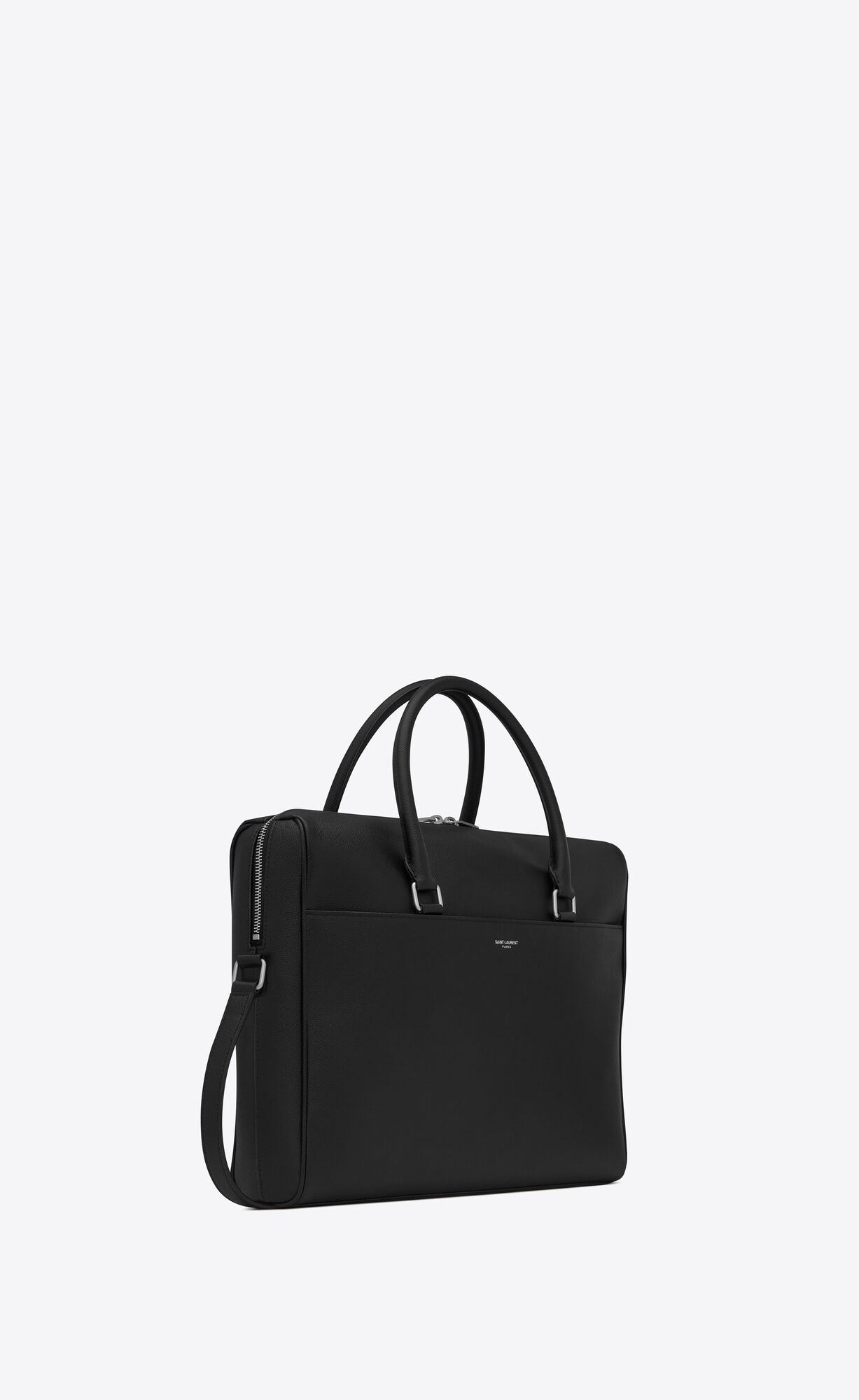 YSL Duffle Briefcase In Grain De Poudre Embossed Leather Black | 5162389-JB