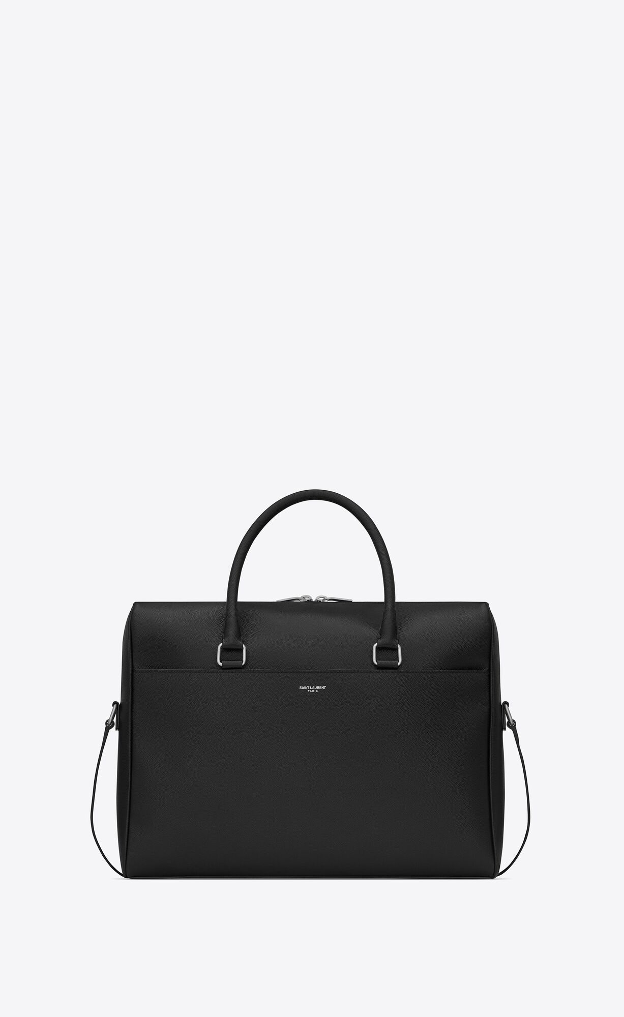 YSL Duffle Briefcase In Grain De Poudre Embossed Leather Black | 5162389-JB