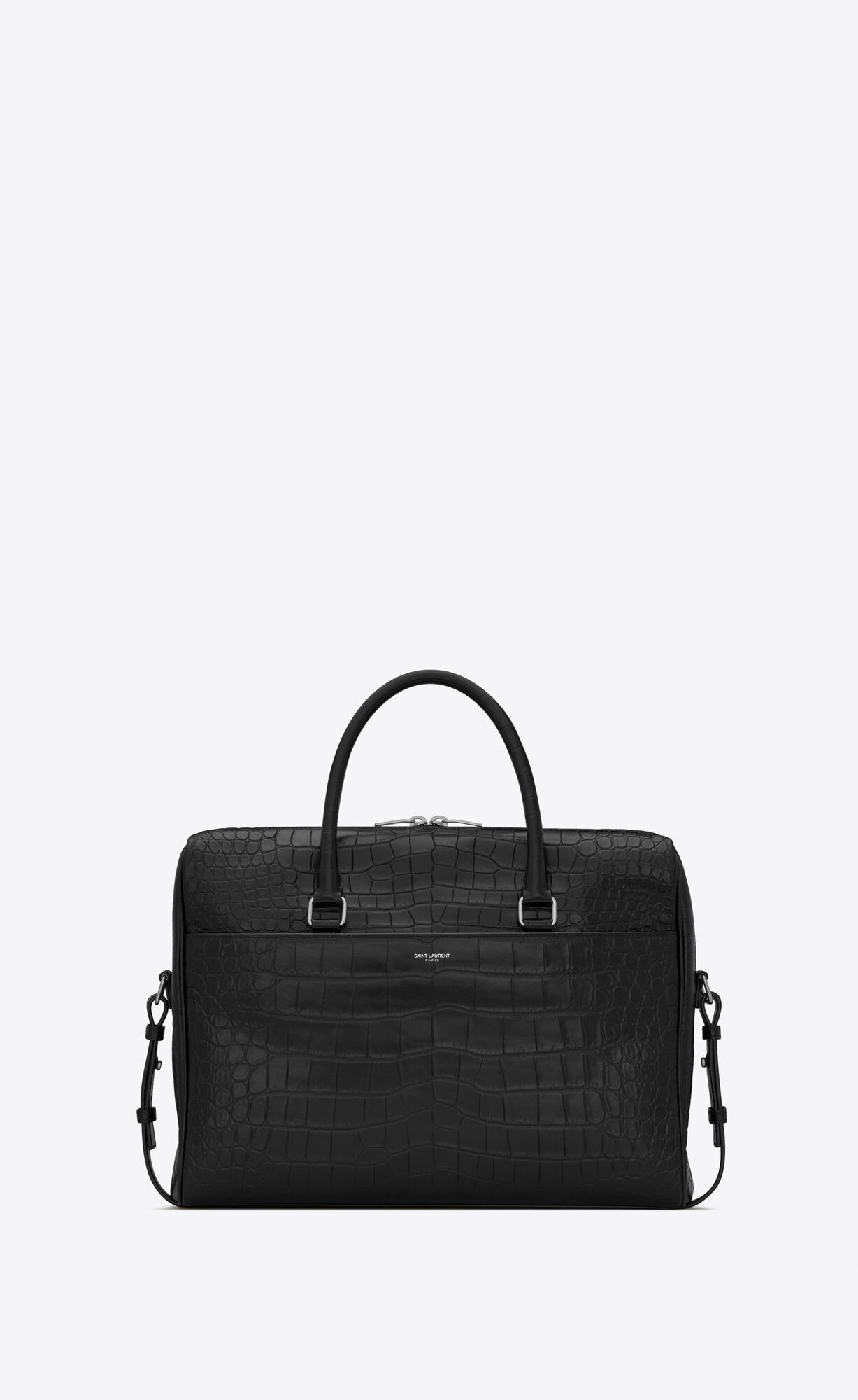 YSL Duffle Saint Laurent Briefcase Bag In Crocodile-embossed Matte Leather Black | 6529147-WU