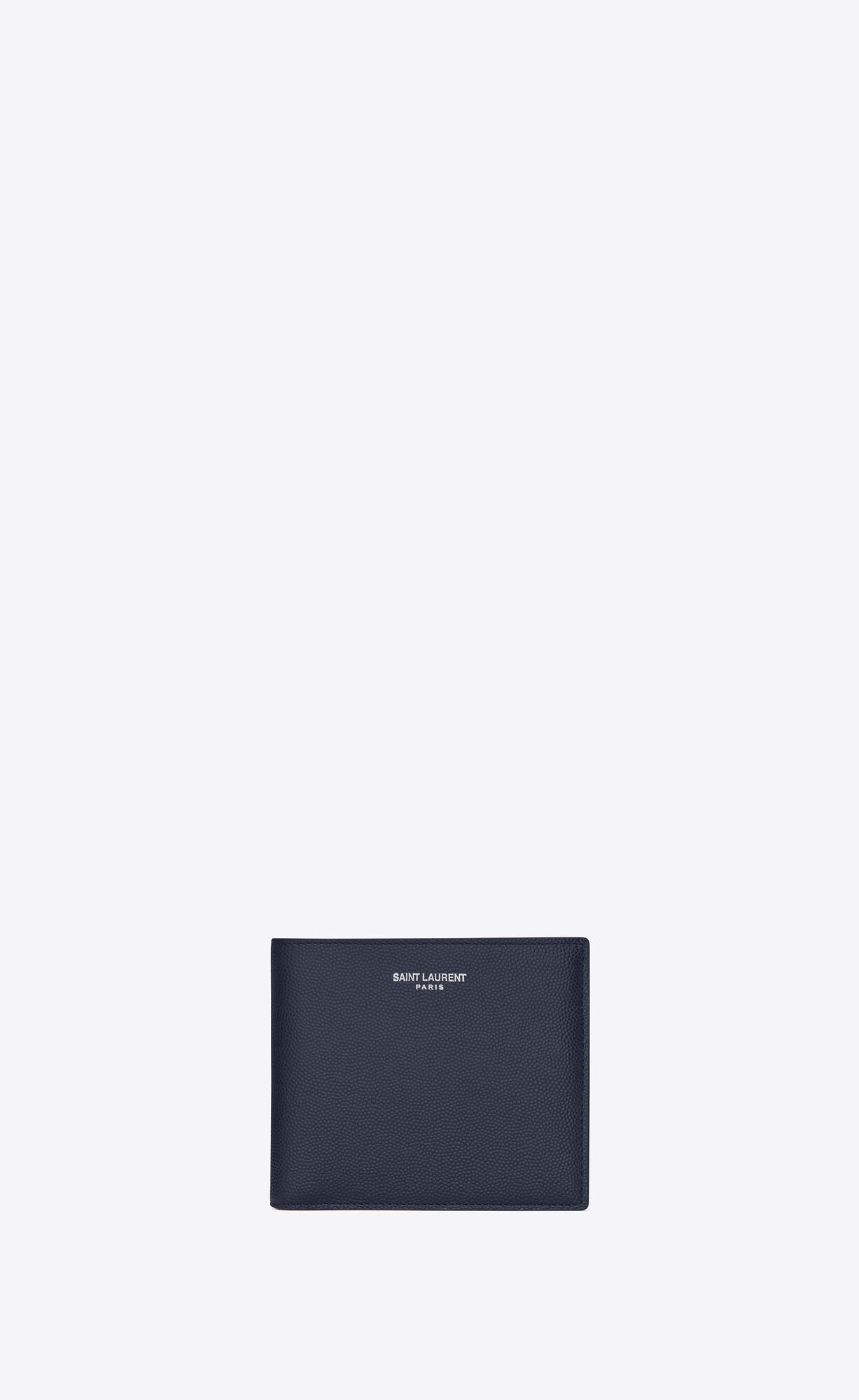 YSL East/West Wallet In Grain De Poudre Embossed Leather Midnight Blue | 7908162-CB