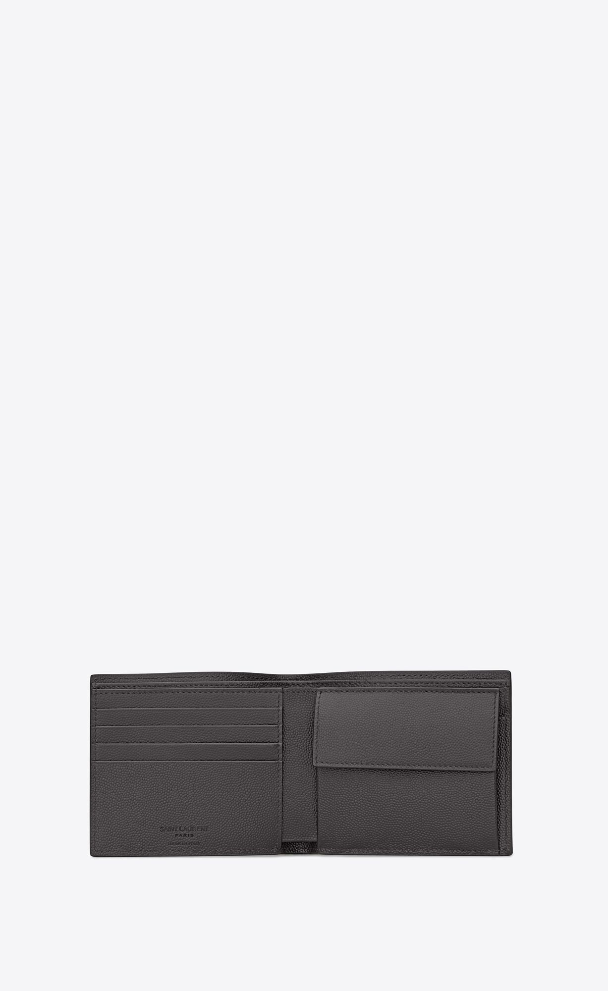 YSL East/West Wallet With Coin Purse In Grain De Poudre-embossed Leather Storm | 1590874-BL
