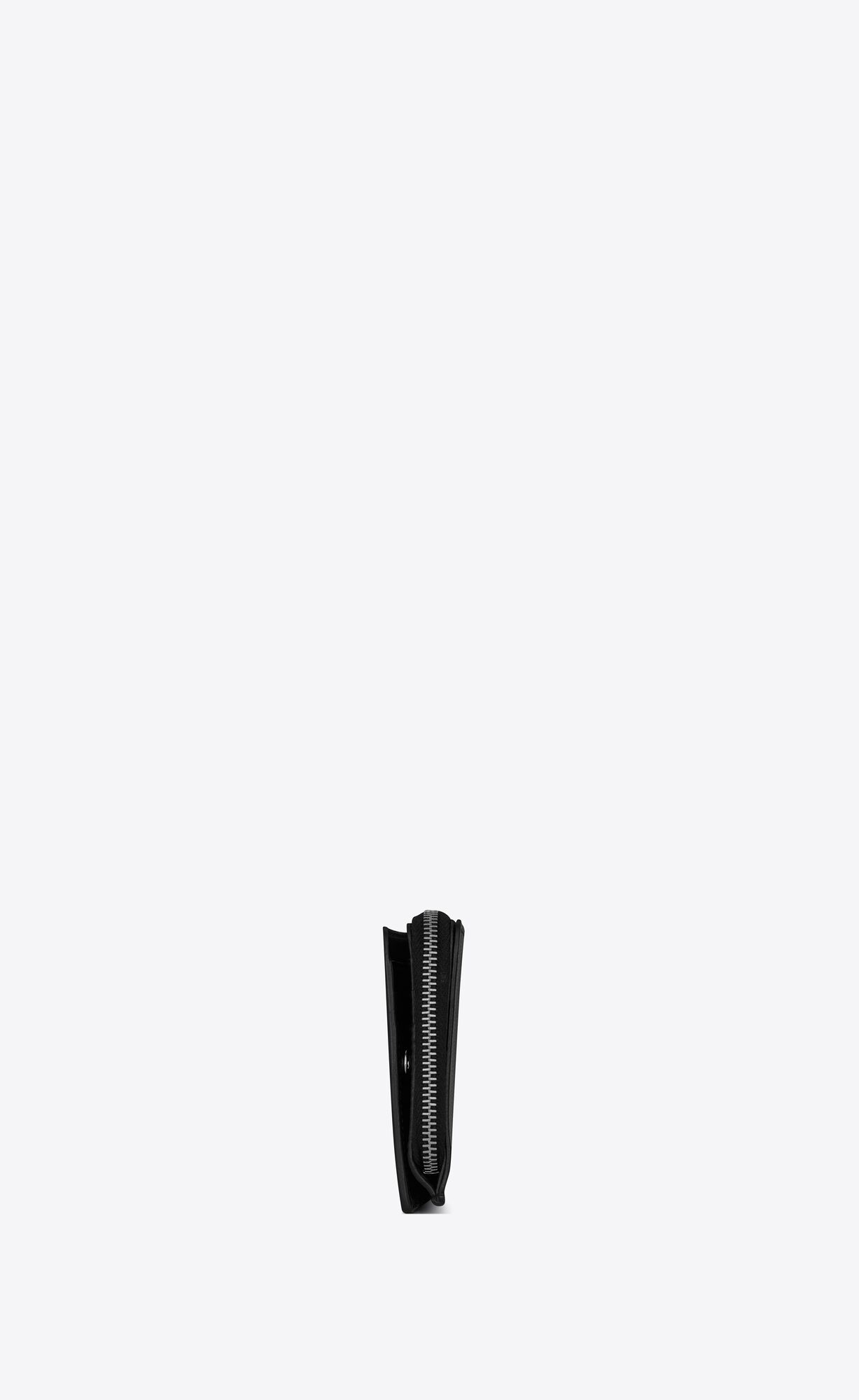 YSL East/West Zip-around Wallet In Grain De Poudre Embossed Leather Black | 9204167-JD