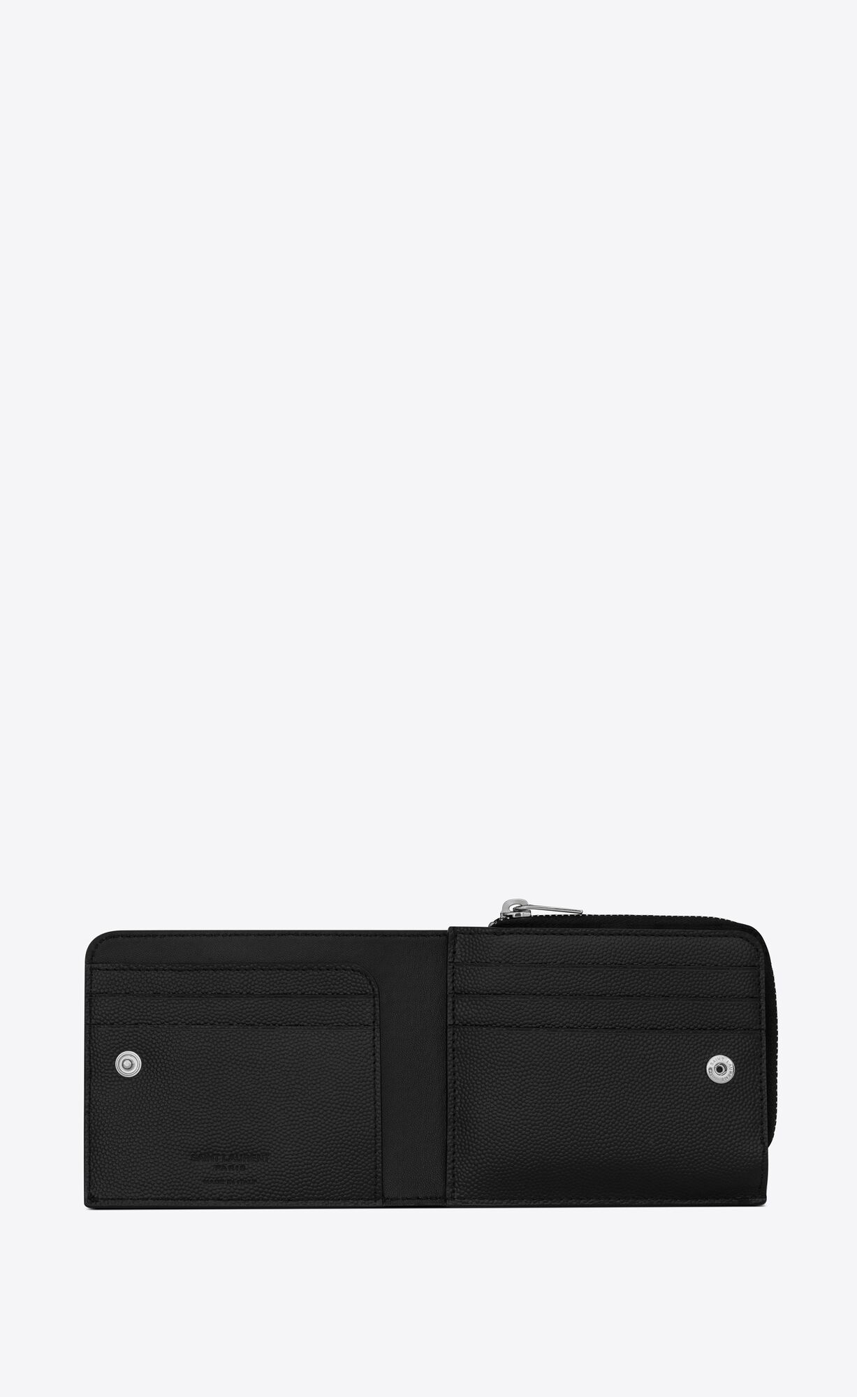 YSL East/West Zip-around Wallet In Grain De Poudre Embossed Leather Black | 9204167-JD