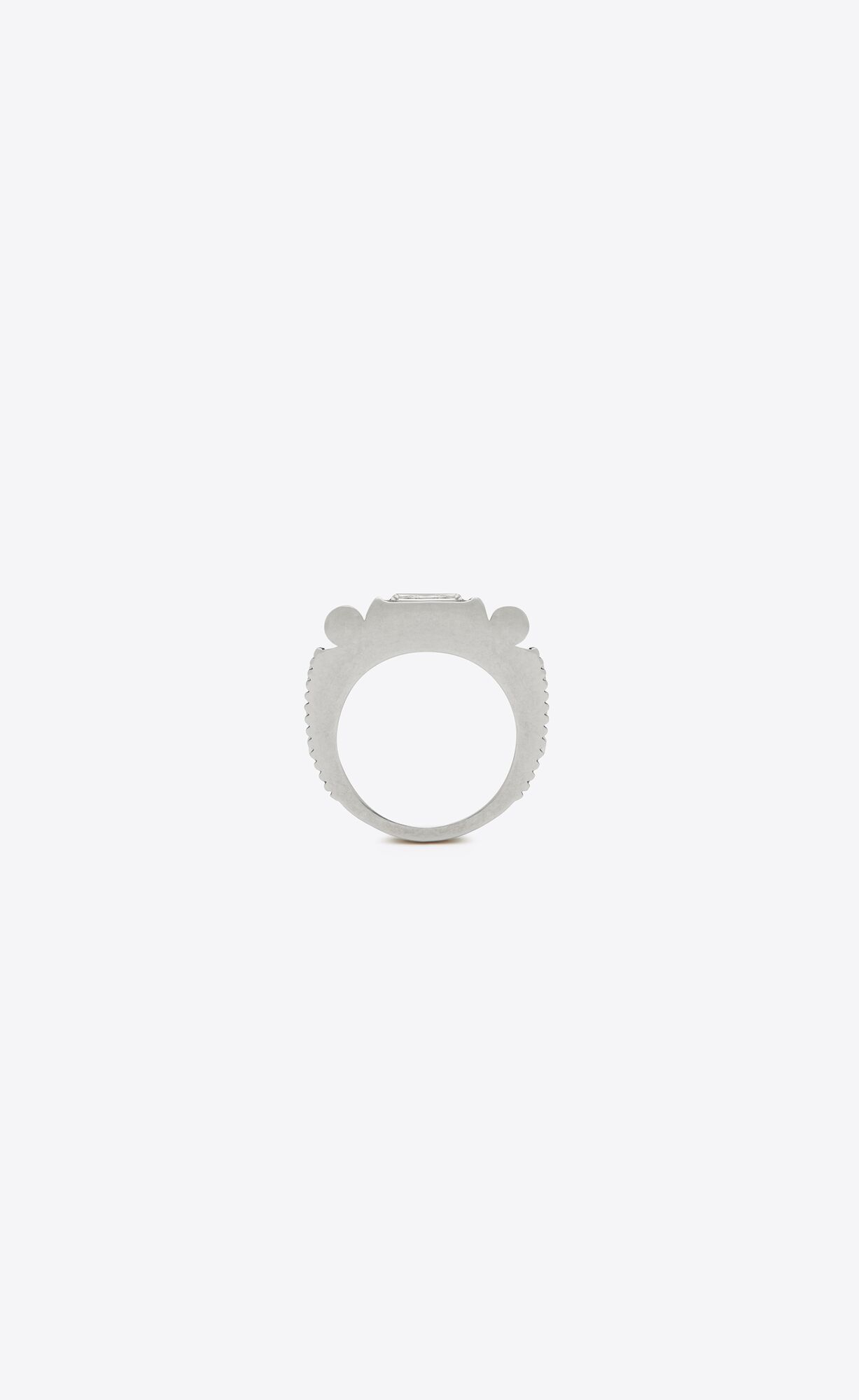 YSL Empire Rhinestone Ring In Metal Oxidized Silver And Crystal | 9173460-GE