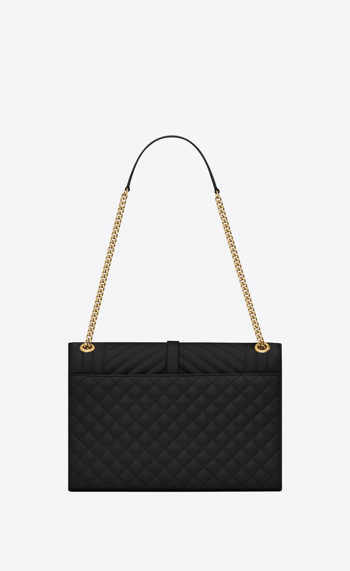 YSL Envelope Large Bag In Mix Matelassé Grain De Poudre Embossed Leather Noir | 8612079-BY