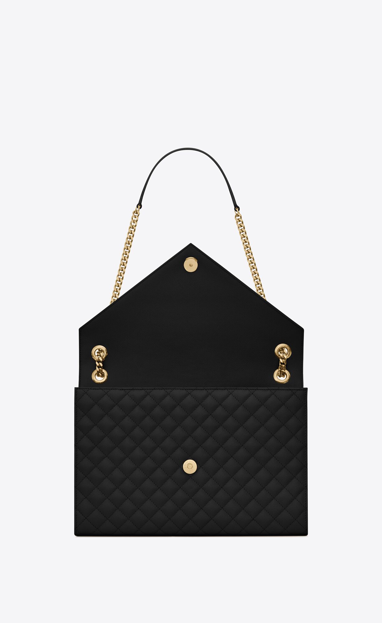 YSL Envelope Large Bag In Mix Matelassé Grain De Poudre Embossed Leather Noir | 8612079-BY
