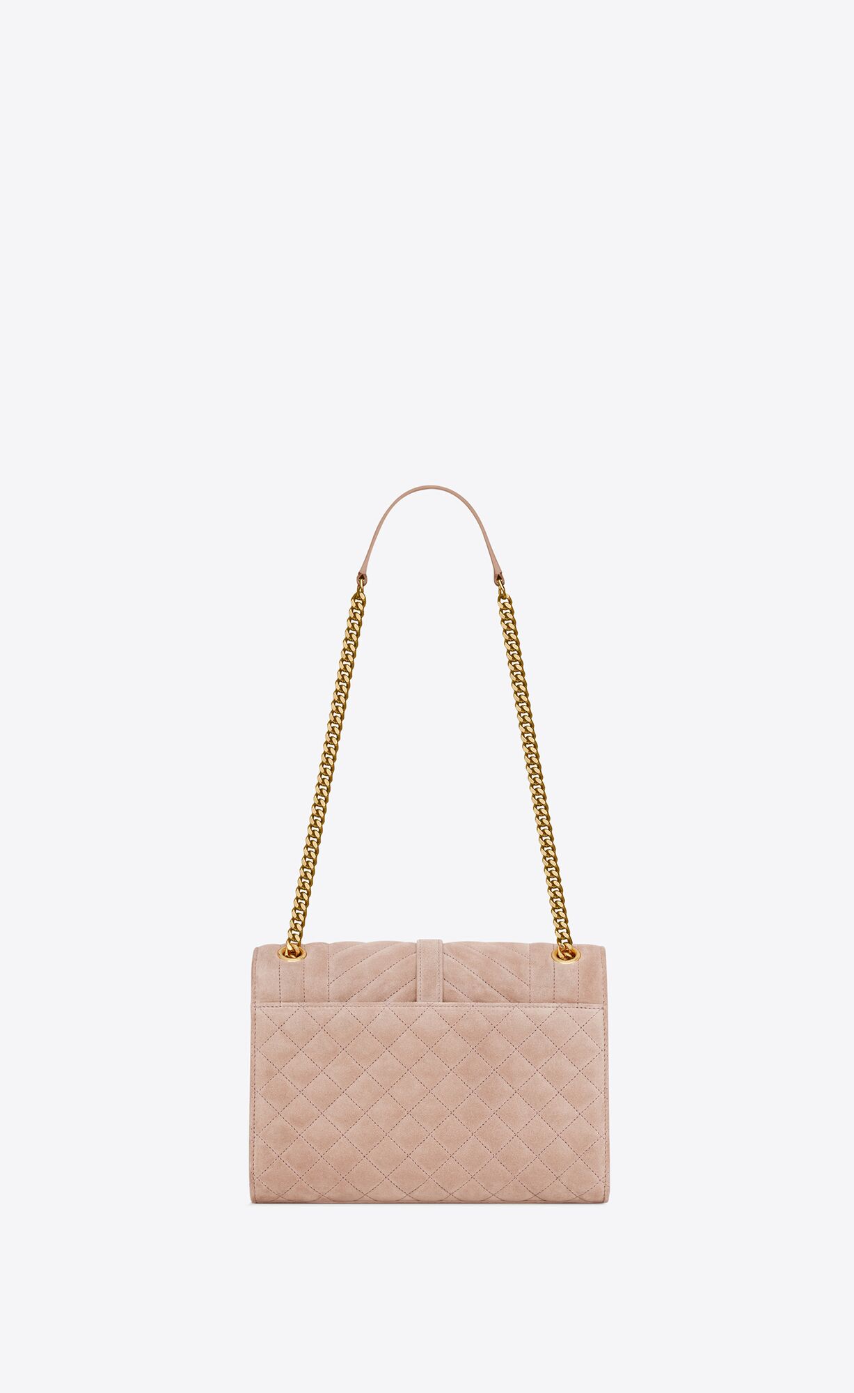 YSL Envelope Medium Chain Bag In Mix Matelassé Suede Rosy Sand | 6521974-HZ
