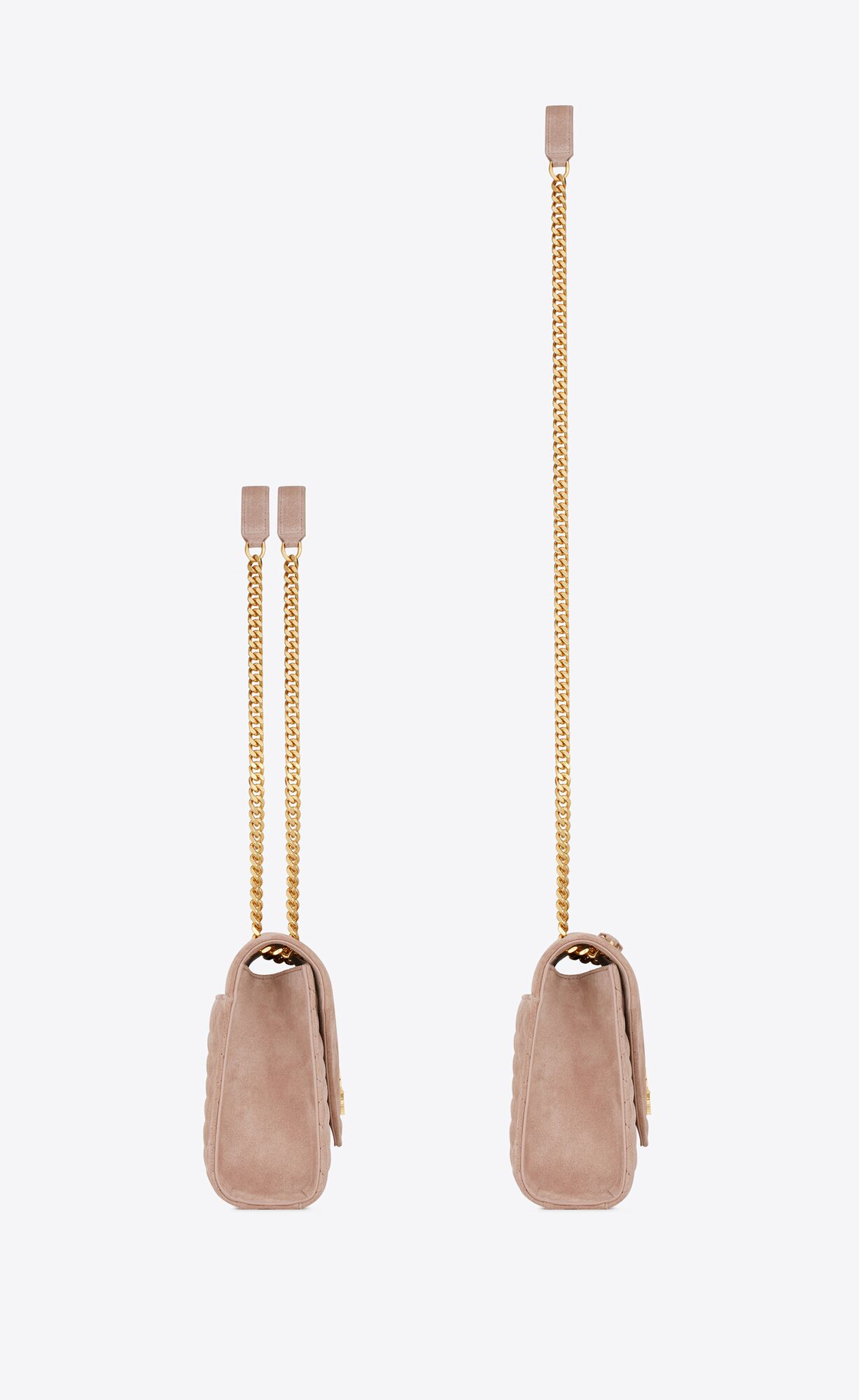 YSL Envelope Medium Chain Bag In Mix Matelassé Suede Rosy Sand | 6521974-HZ