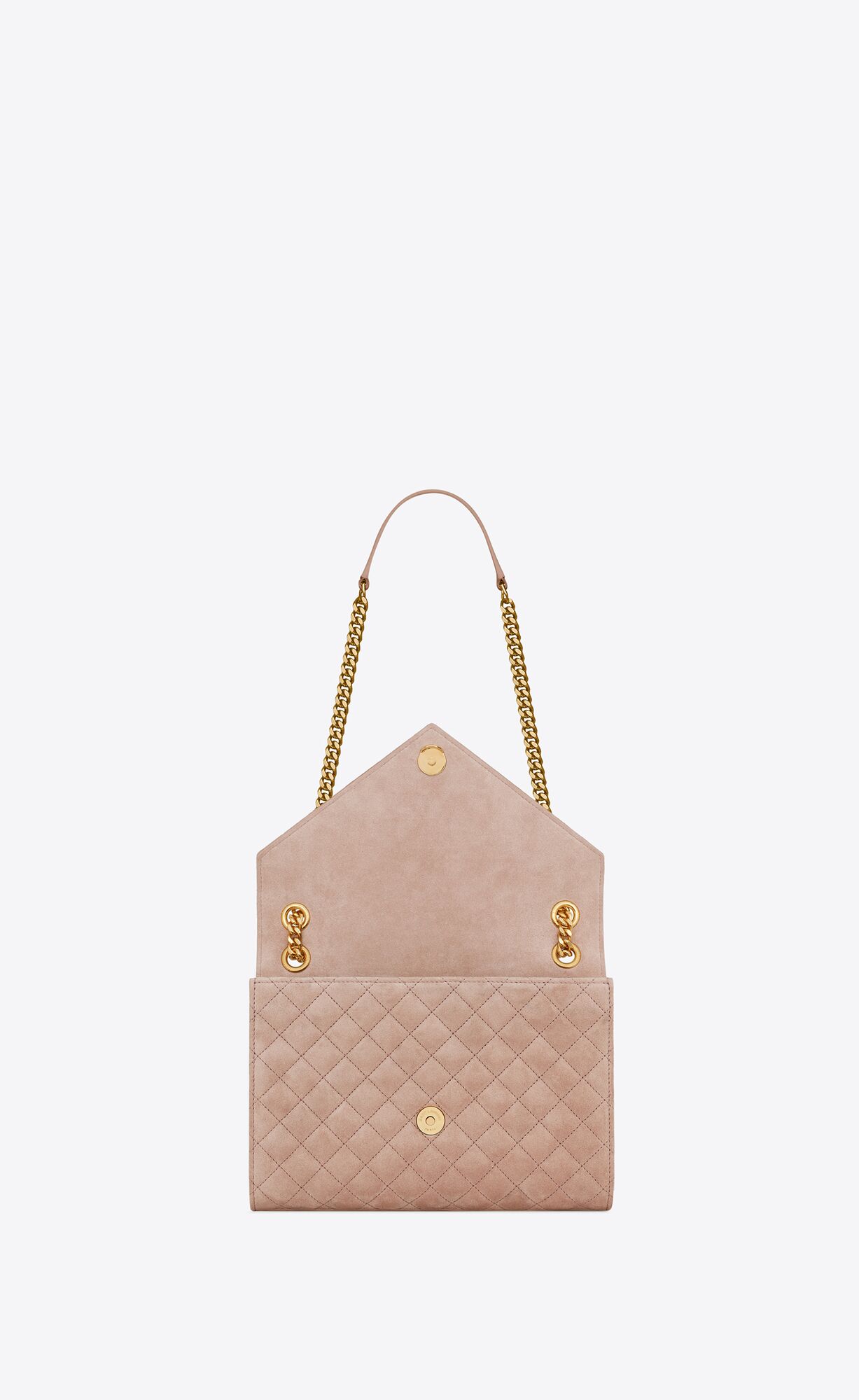 YSL Envelope Medium Chain Bag In Mix Matelassé Suede Rosy Sand | 6521974-HZ