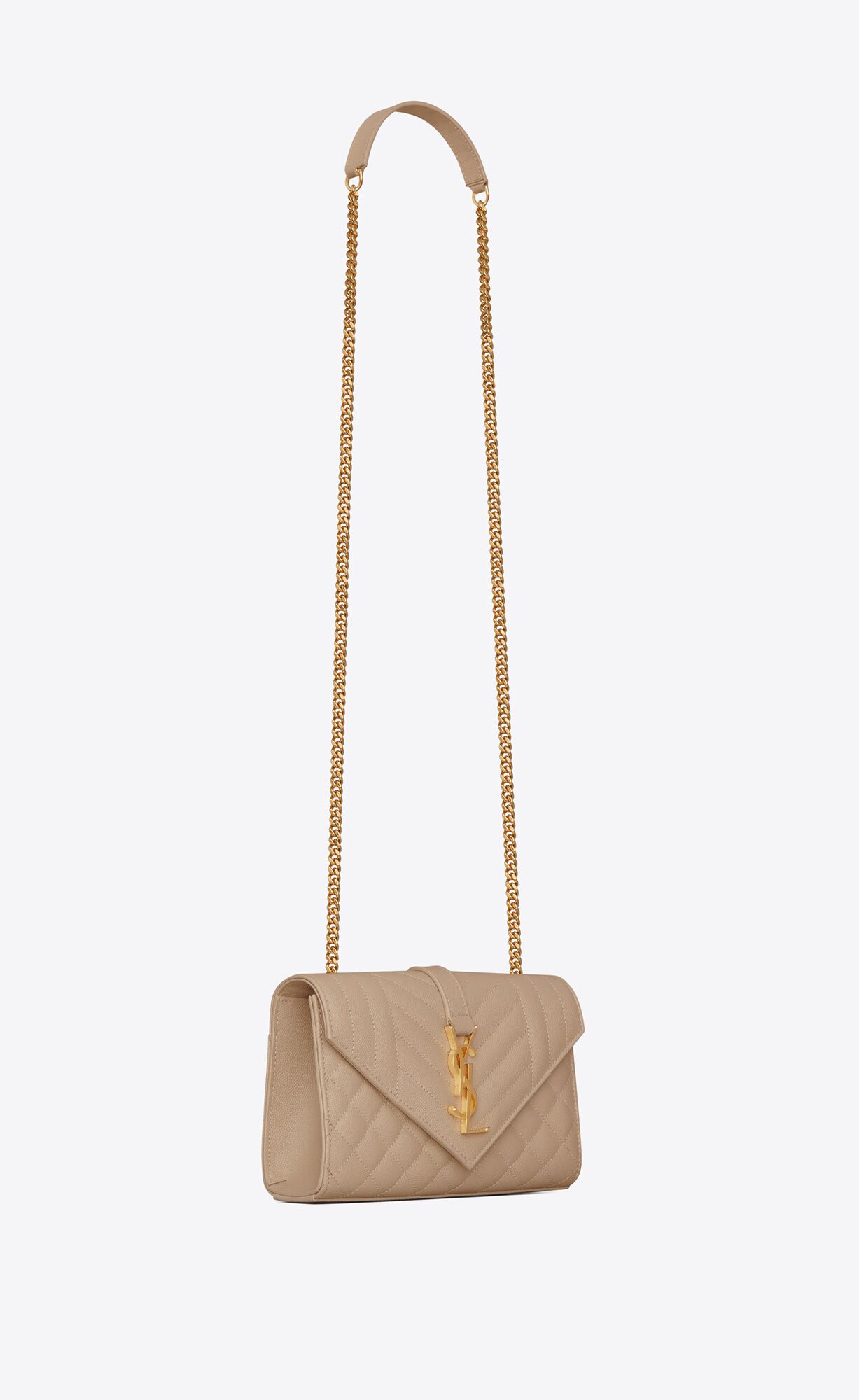 YSL Envelope Small Bag In Mix Matelassé Grain De Poudre Embossed Leather Dark Beige | 5862901-NY