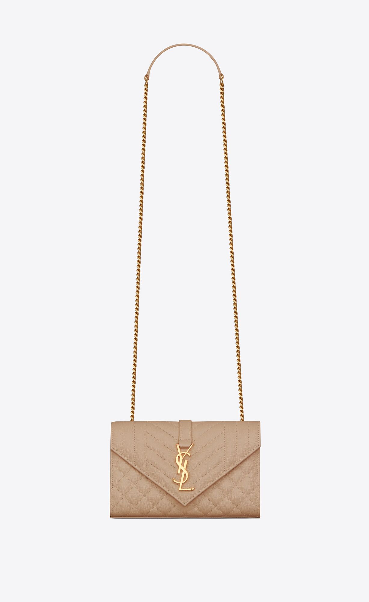 YSL Envelope Small Bag In Mix Matelassé Grain De Poudre Embossed Leather Dark Beige | 5862901-NY