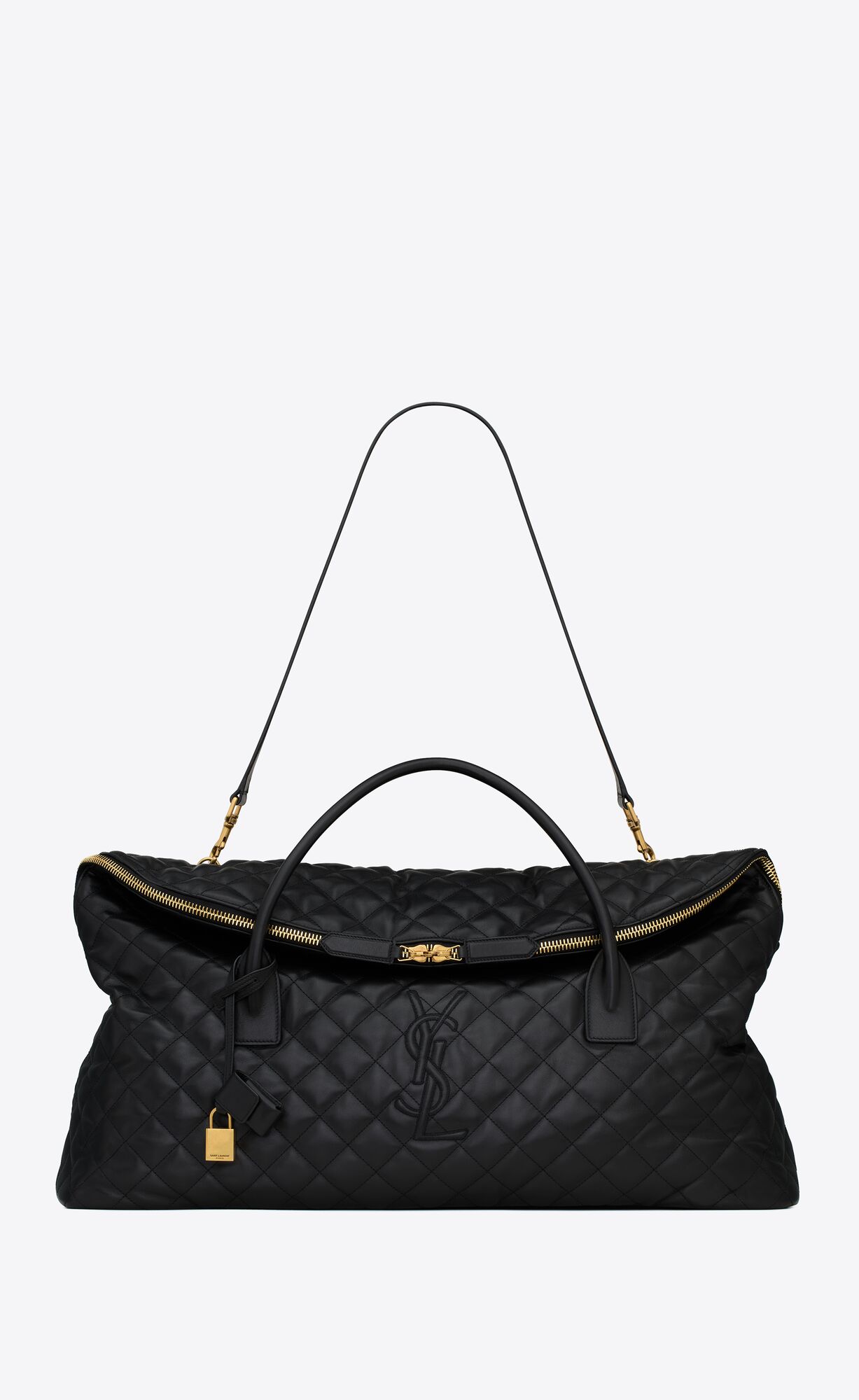 YSL Es Giant Travel Bag In Quilted Leather Black | 0419276-GE