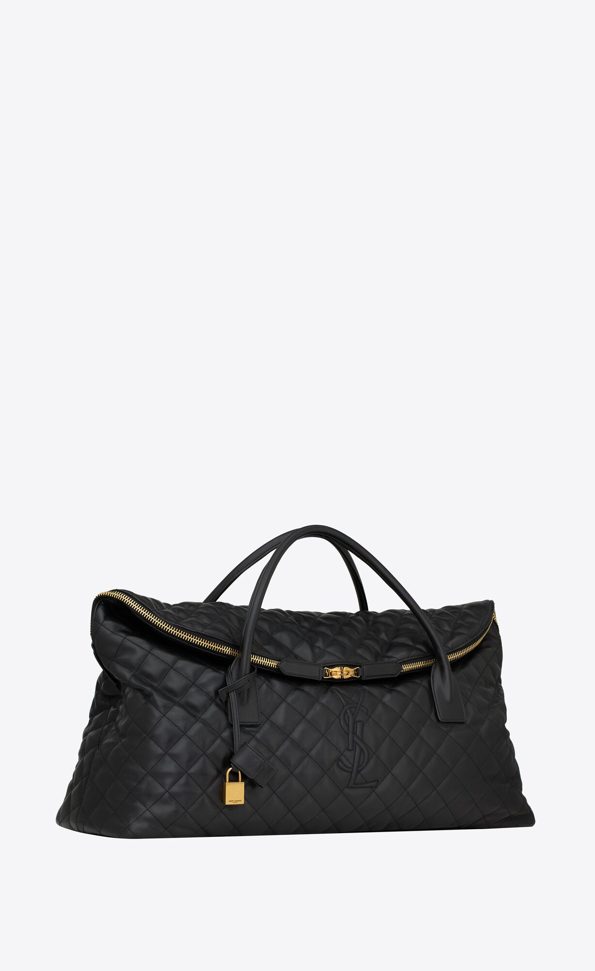 YSL Es Giant Travel Bag In Quilted Leather Black | 0419276-GE