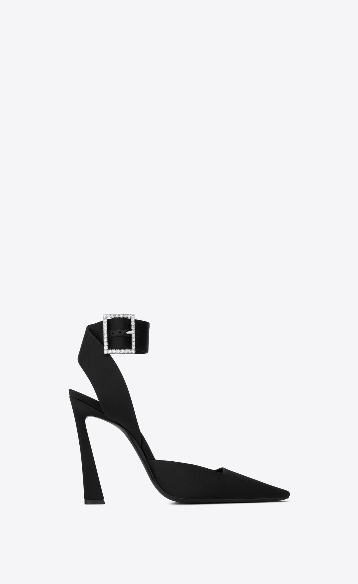 YSL Fanny Slingback Pumps In Crepe Satin Black | 9132670-DU