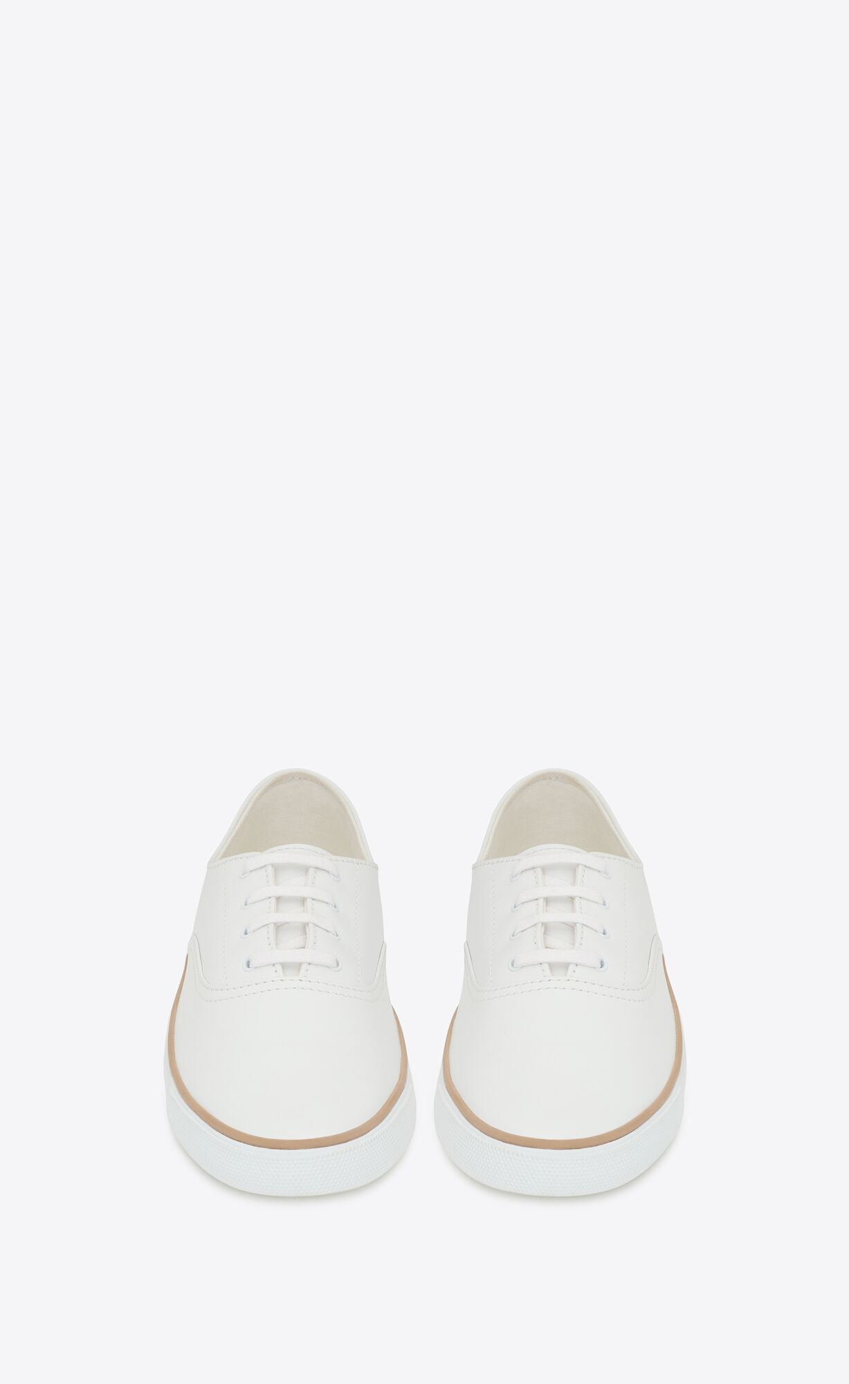 YSL Feliz Low Top Sneakers In Smooth Leather Blanc | 6809234-WK