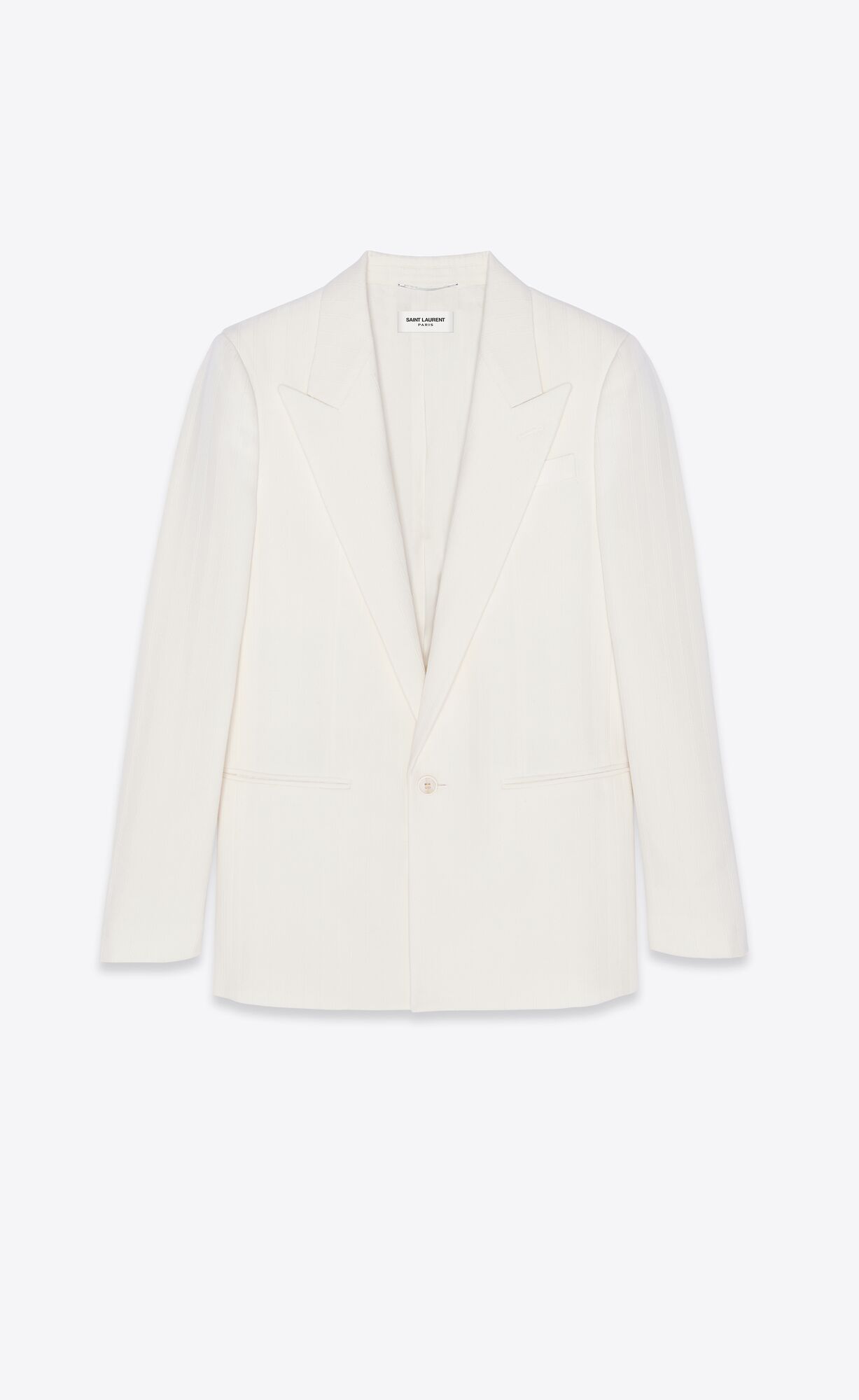 YSL Fitted Single-breasted Jacket In Striped Wool Craie | 8513492-ET