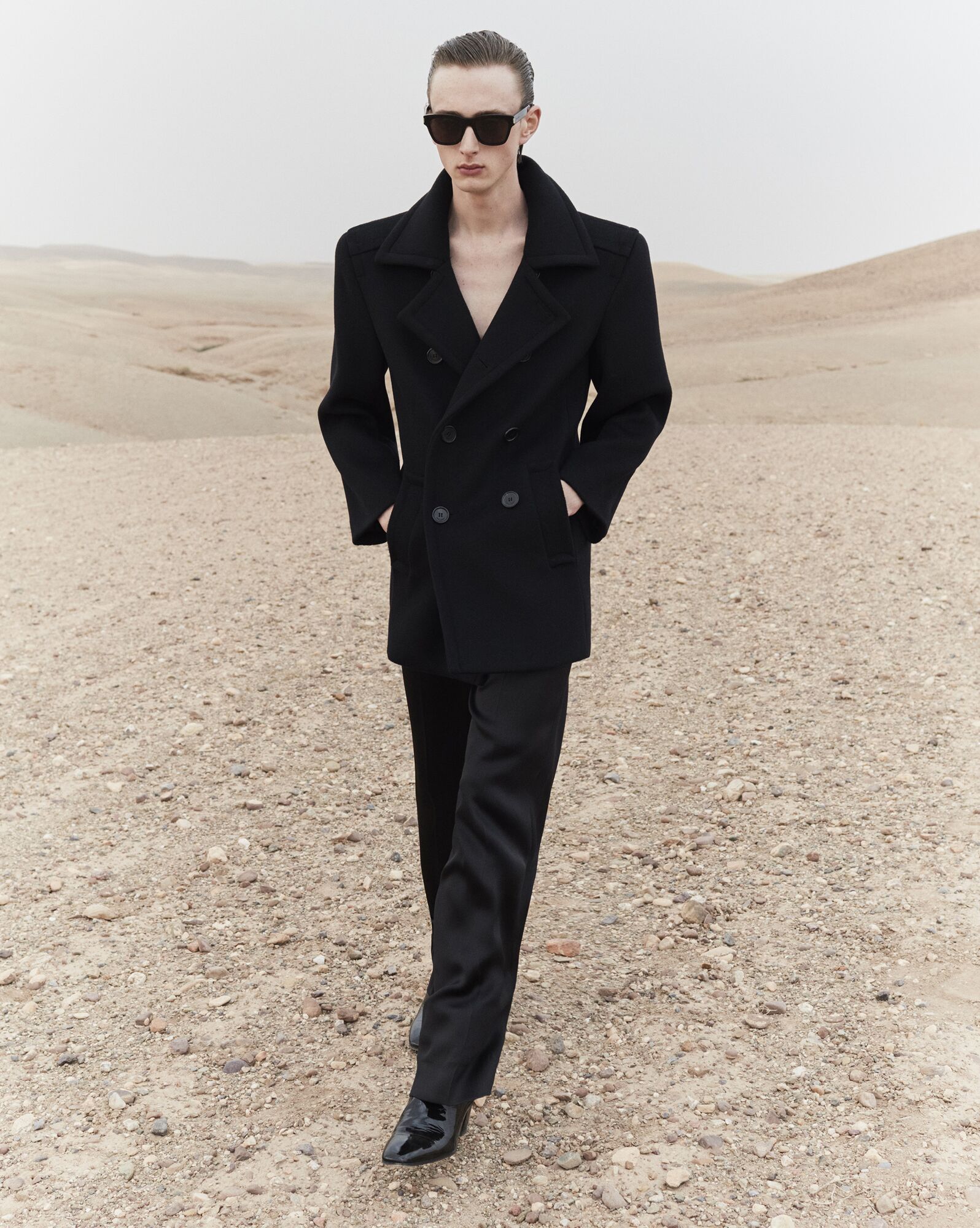 YSL Flared Pants In Silk Satin Black | 9875643-QX