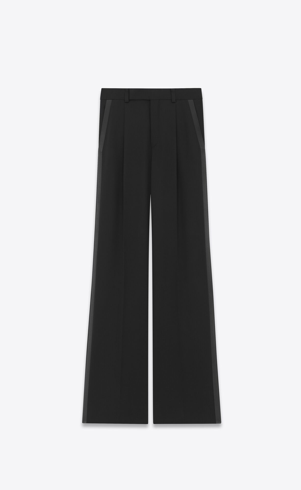 YSL Flared Tuxedo Pants In Grain De Poudre Black | 8261509-FB