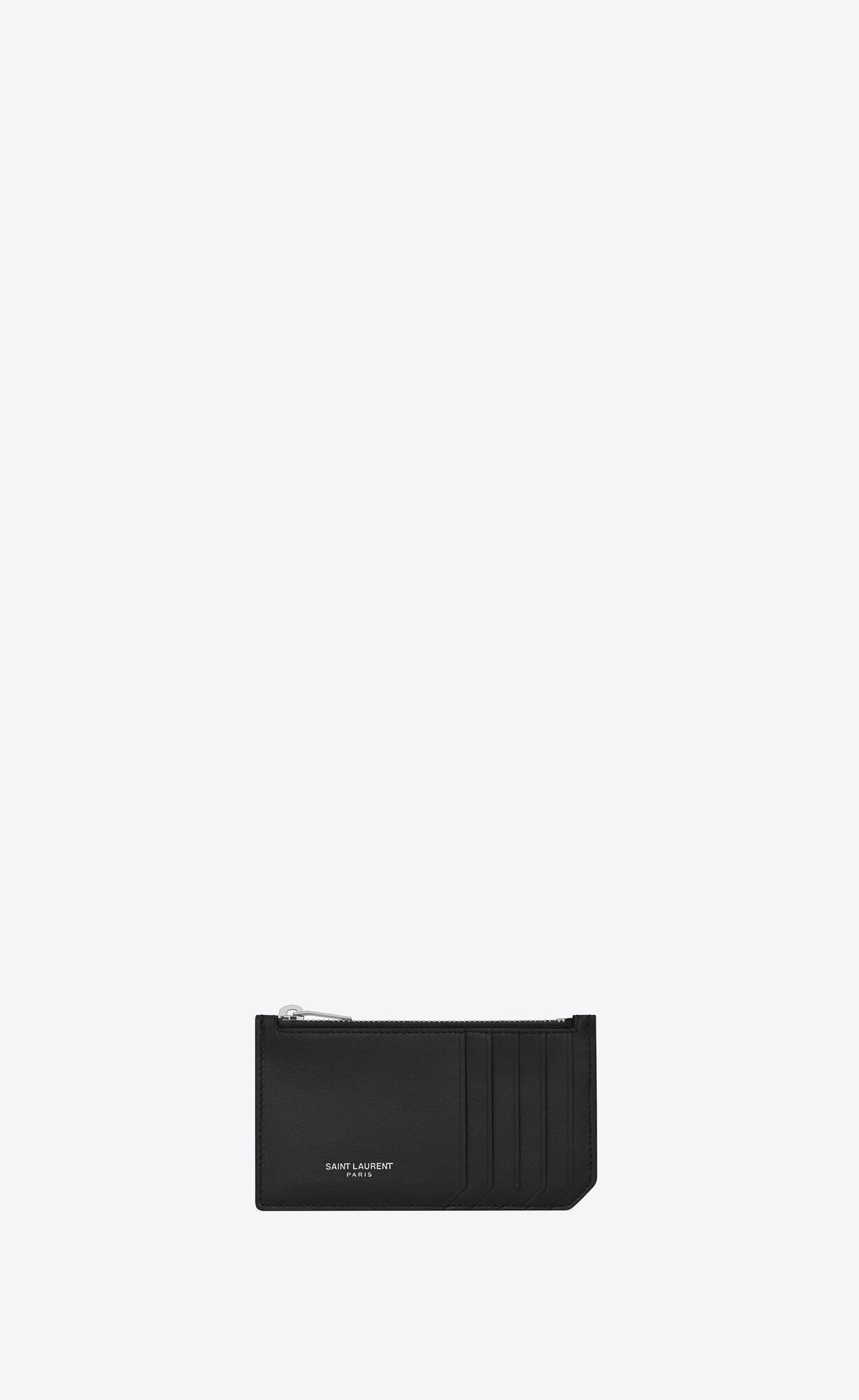 YSL Fragments Zipped Credit Card Case In Smooth Leather Black | 0732856-IT