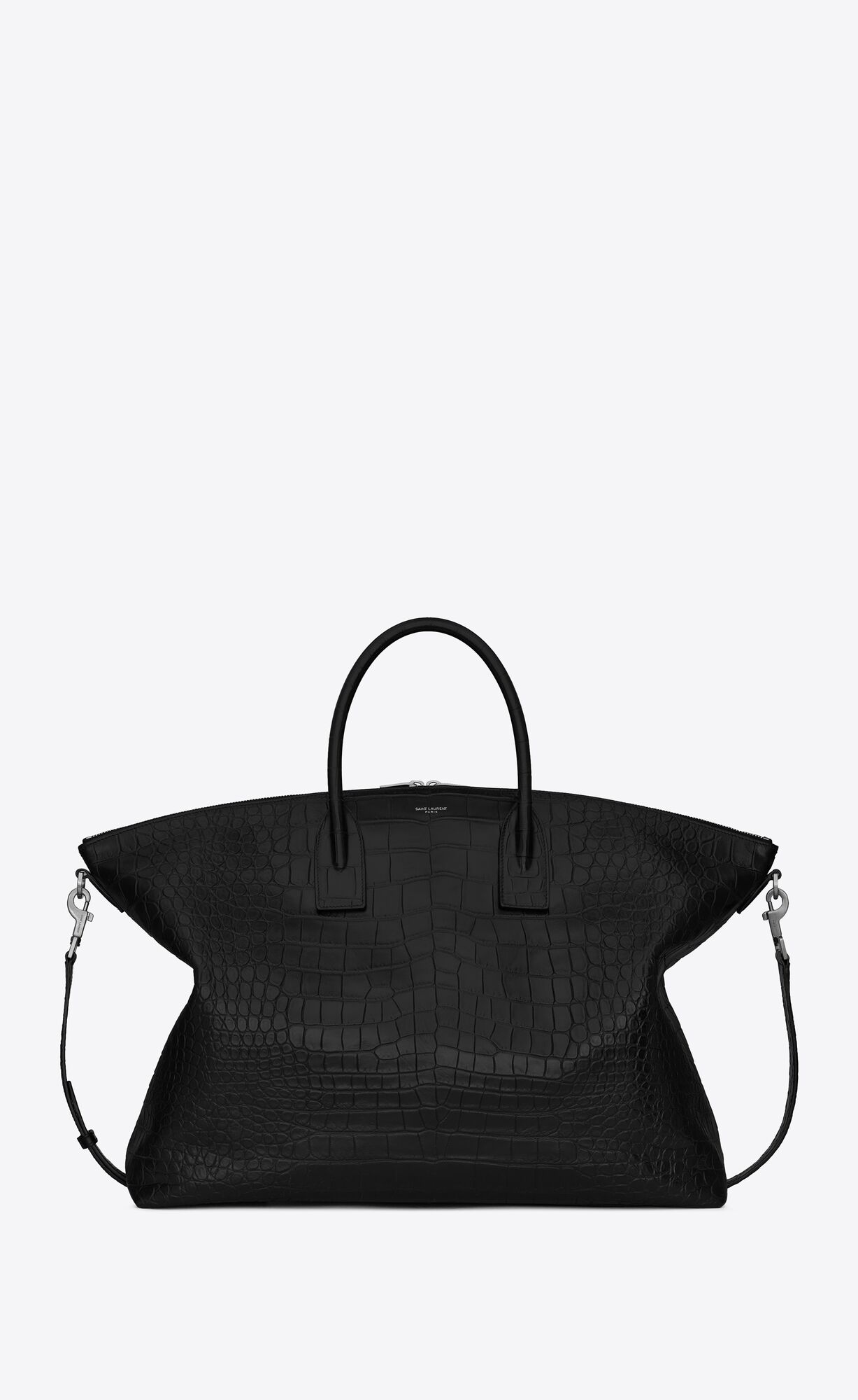 YSL Giant Bowling Bag In Crocodile-embossed Leather Black | 5362781-UG