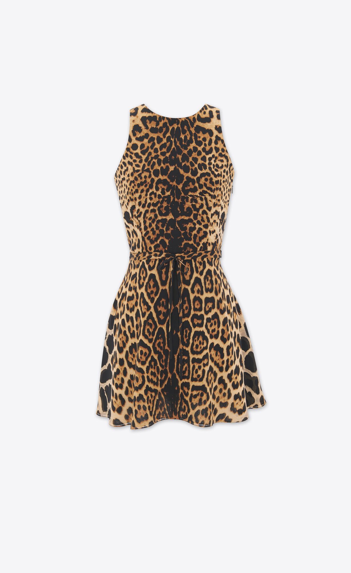 YSL Halterneck Dress In Leopard Silk Georgette Leopard | 2147689-KJ