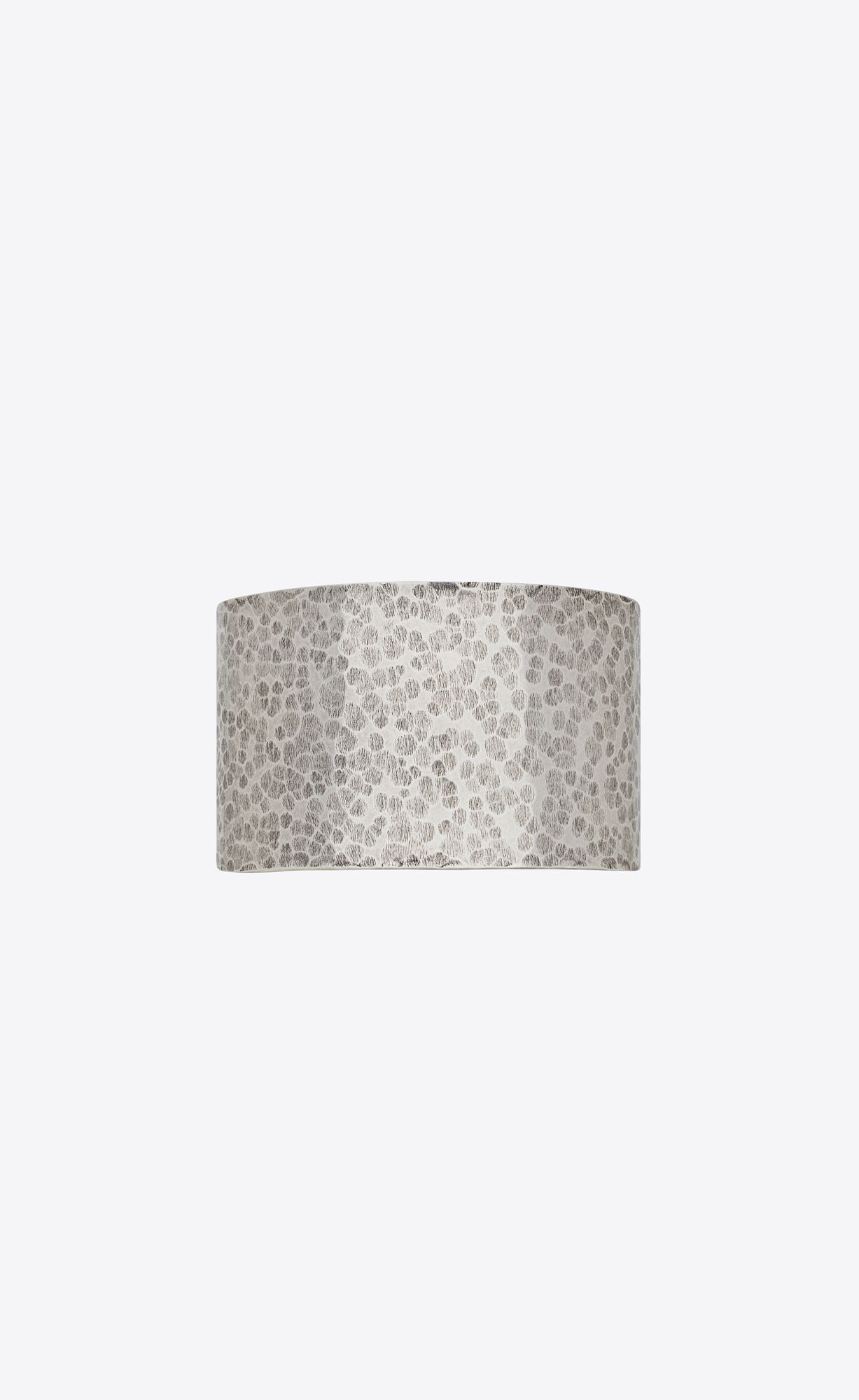 YSL Hammered Cuff Bracelet In Metal Oxidized Silver | 6829307-XB
