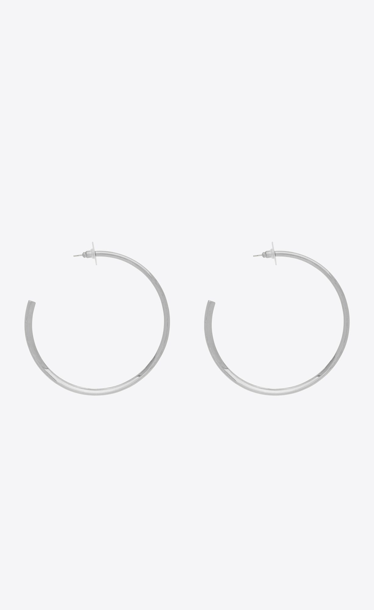 YSL Heart Hoop Earrings In Metal Palladium And Black | 5723196-KB