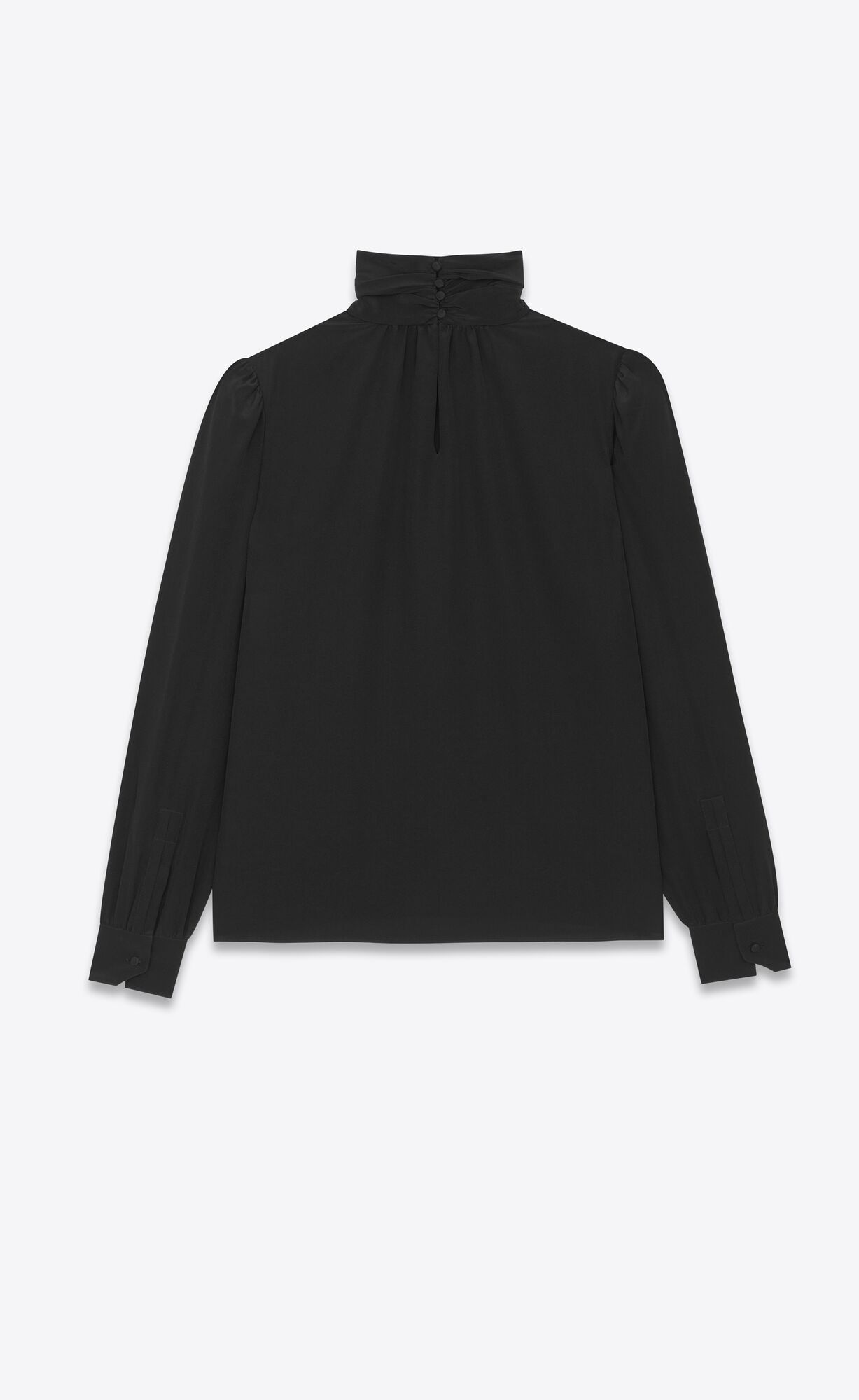 YSL High-neck Blouse In Crepe De Chine Black | 3481079-IY