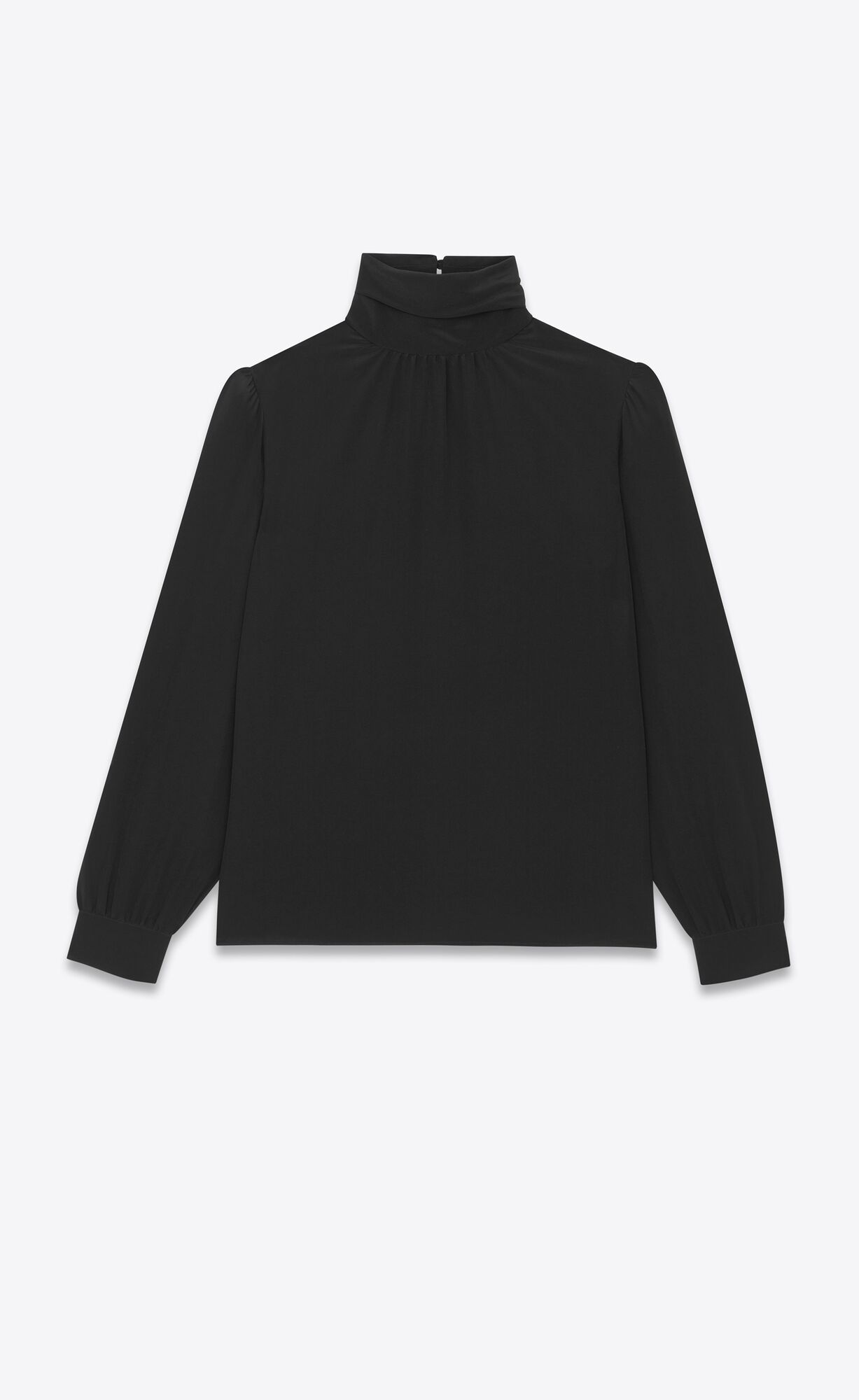 YSL High-neck Blouse In Crepe De Chine Black | 3481079-IY