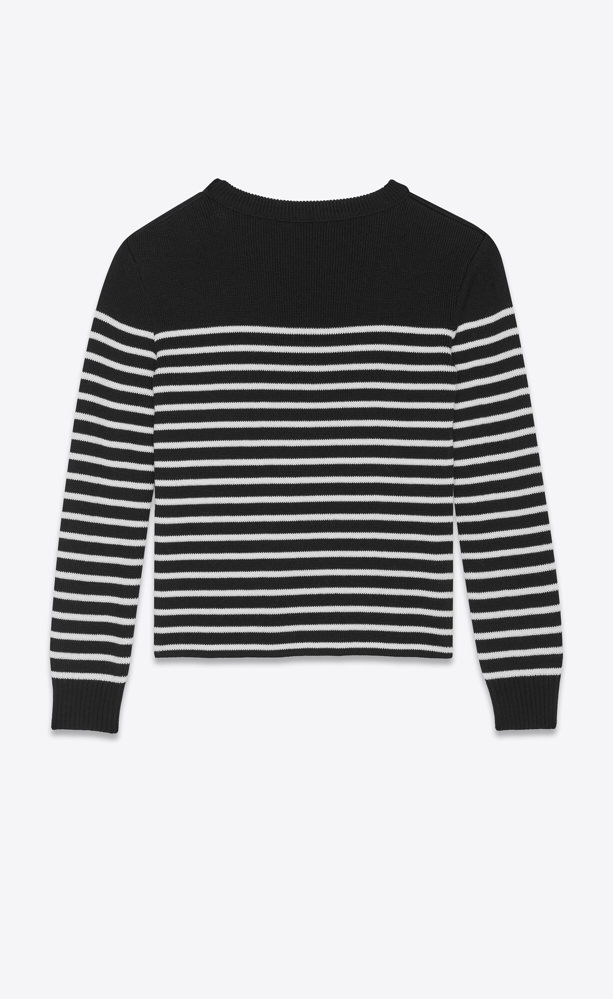 YSL High-neck Sweater In A Sailor Knit Black And Chalk | 8206793-MV